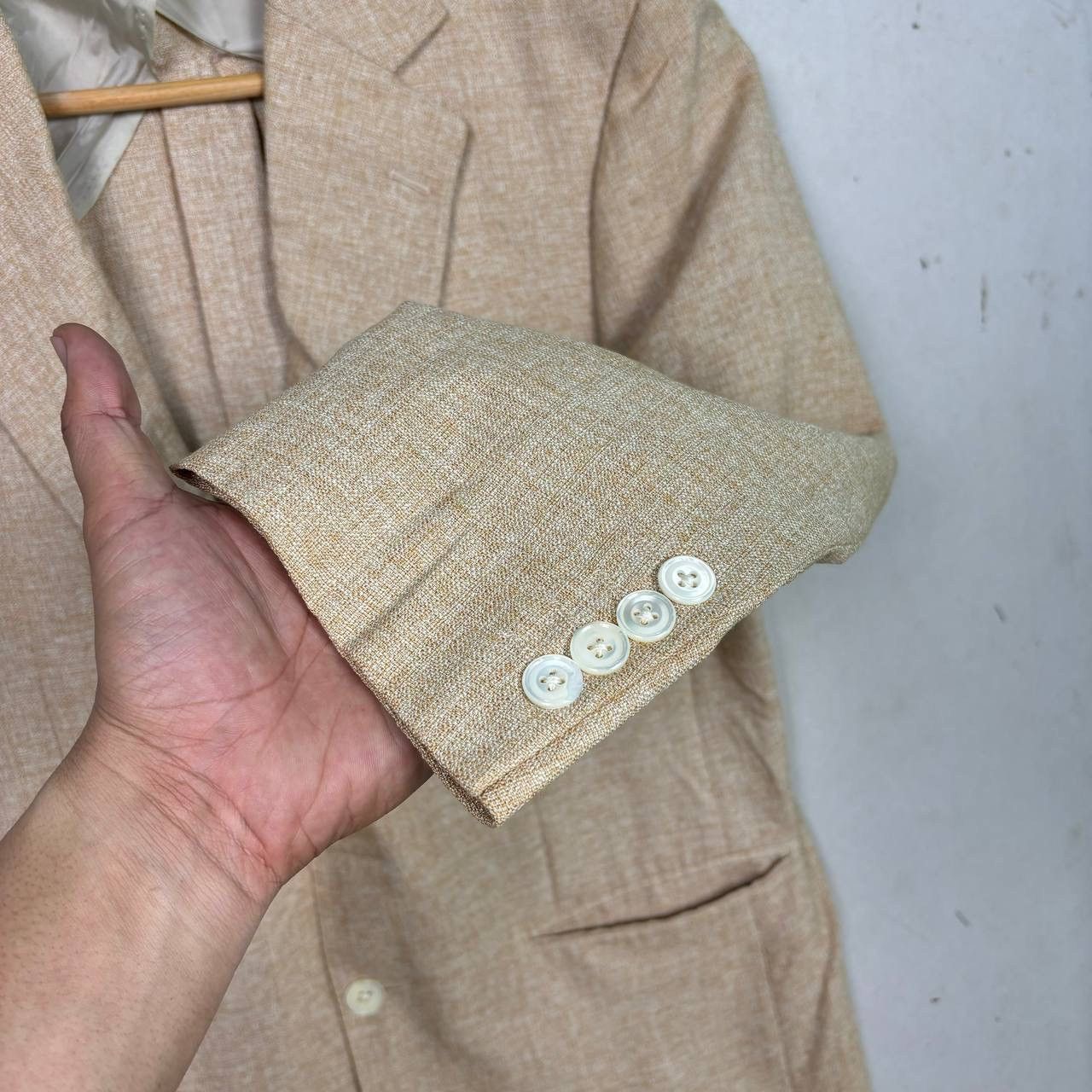 Burberry Burberry Silk Wool Blend Blazer Jacket Tan Beige Size 40R - 5 Thumbnail