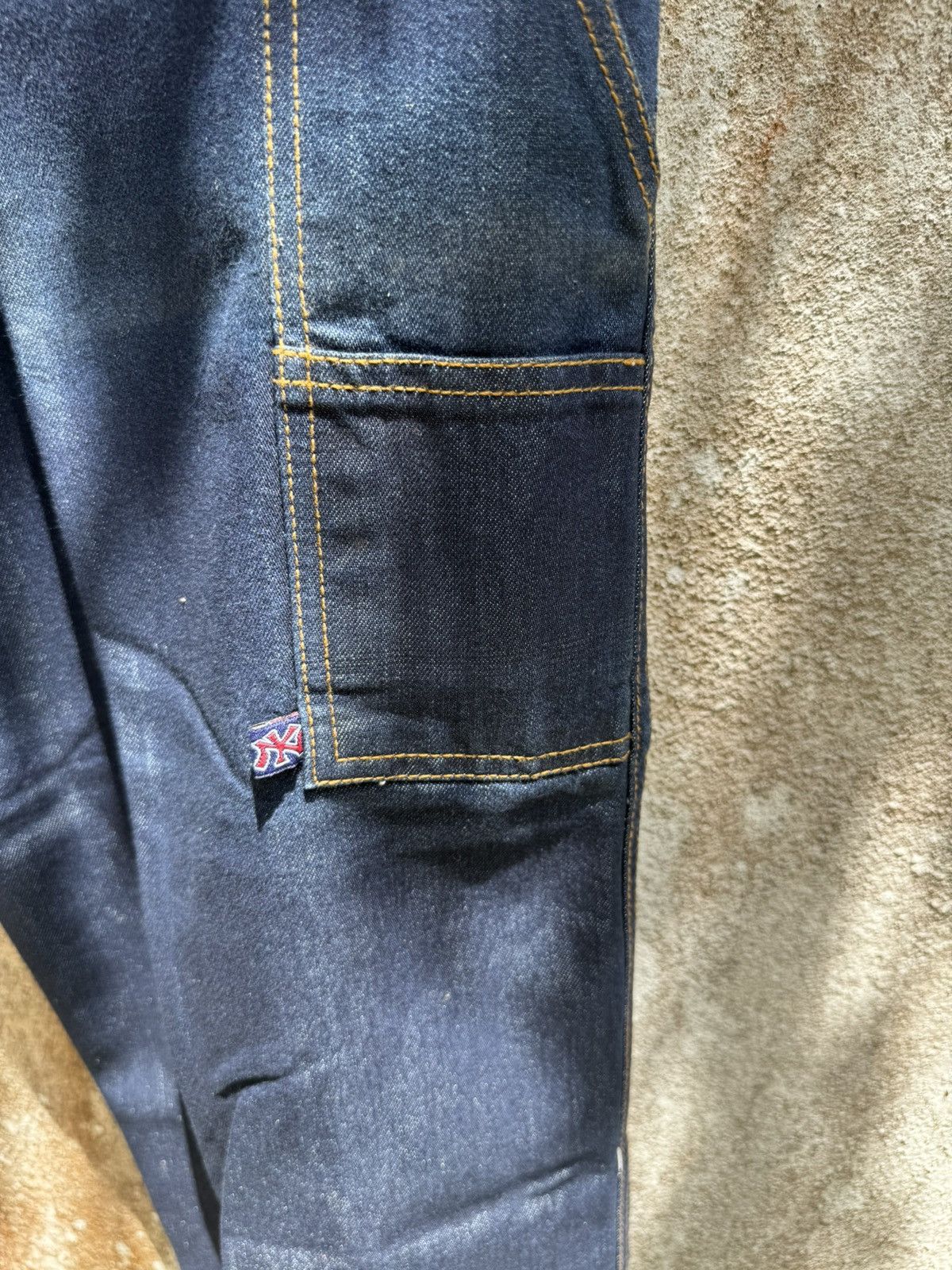 New York Yankees × Vintage VERY RARE🔥VTG 90s NY YANKEE HIPHOP BAGGY FLARE JEANS BOSS02 Size US 34 / EU 50 - 6 Thumbnail