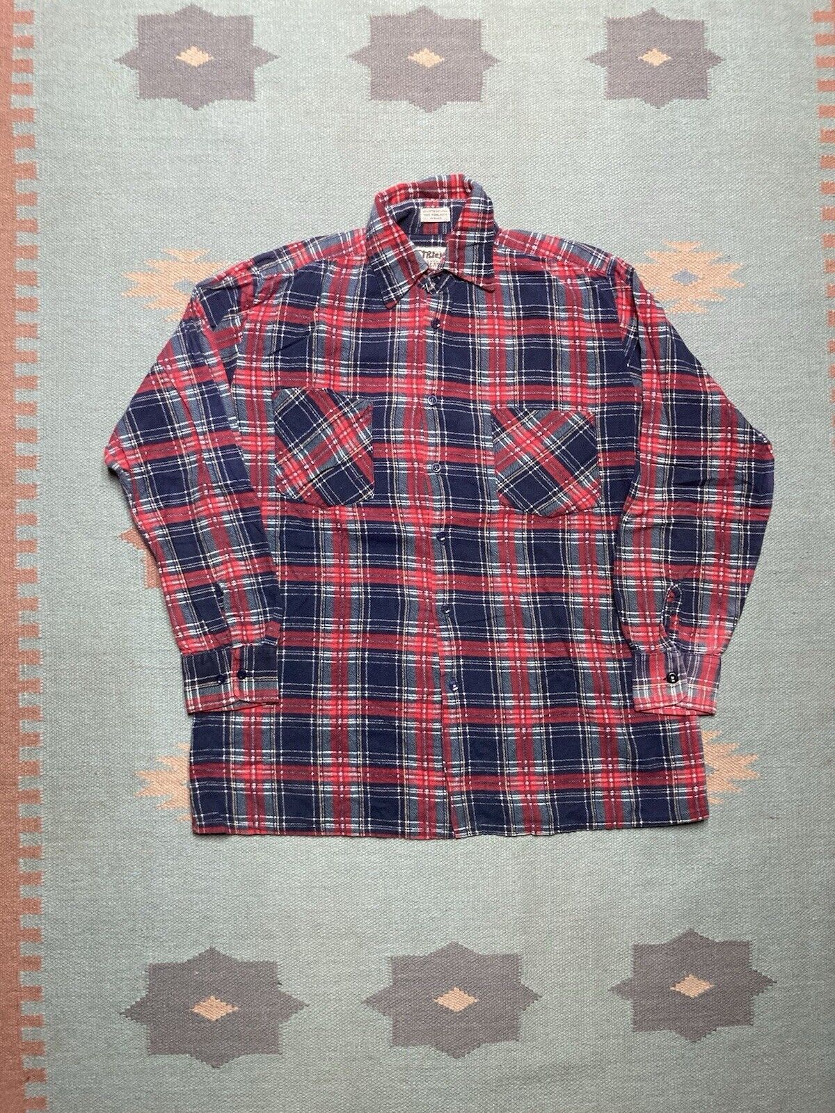 Vintage VTG 90s brushed cotton flannel shirt plaid check medium Size US M / EU 48-50 / 2 - 1 Thumbnail