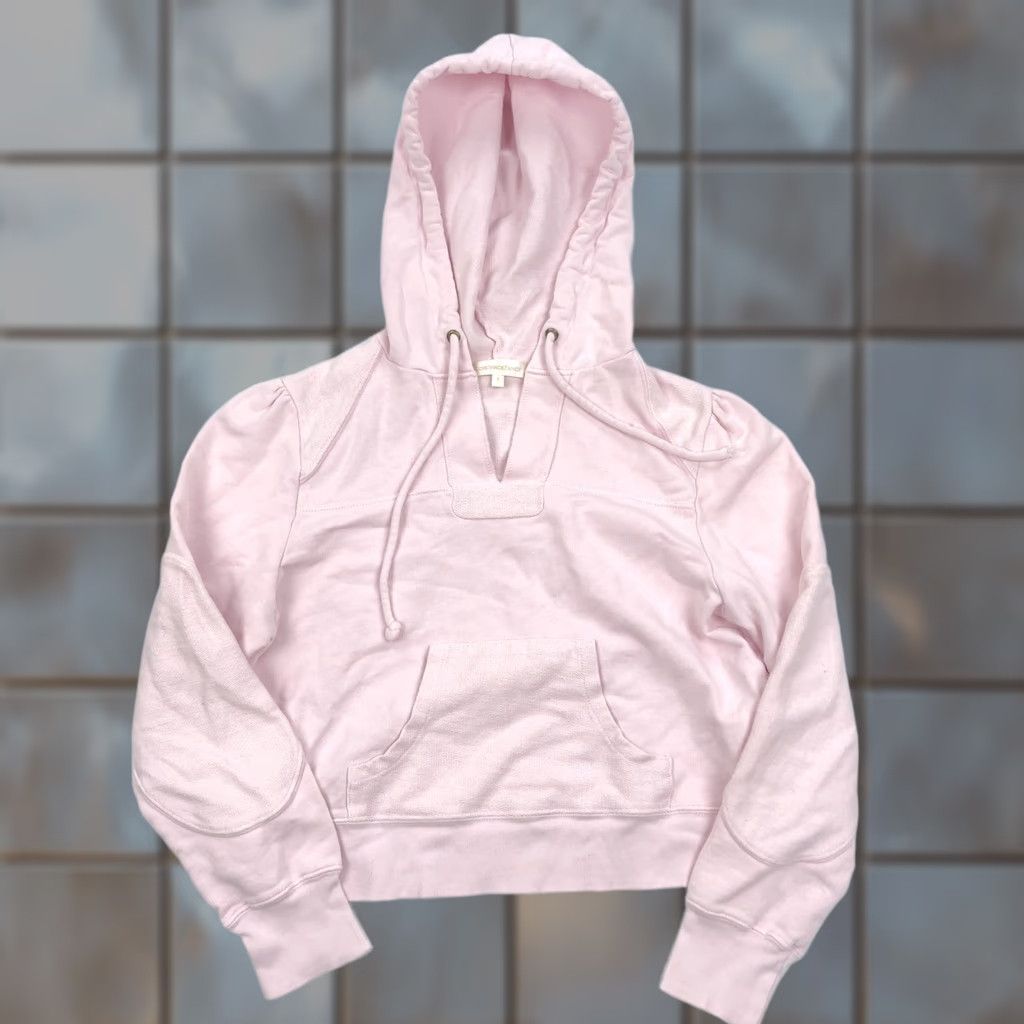 LoveShackFancy LoveShackFancy Hoodie Women Pink Sweatshirt Cropped Size S Kirby Puff Sleeve Hooded Pullover Casual Activewear Size S / US 4 / IT 40 - 1 Thumbnail
