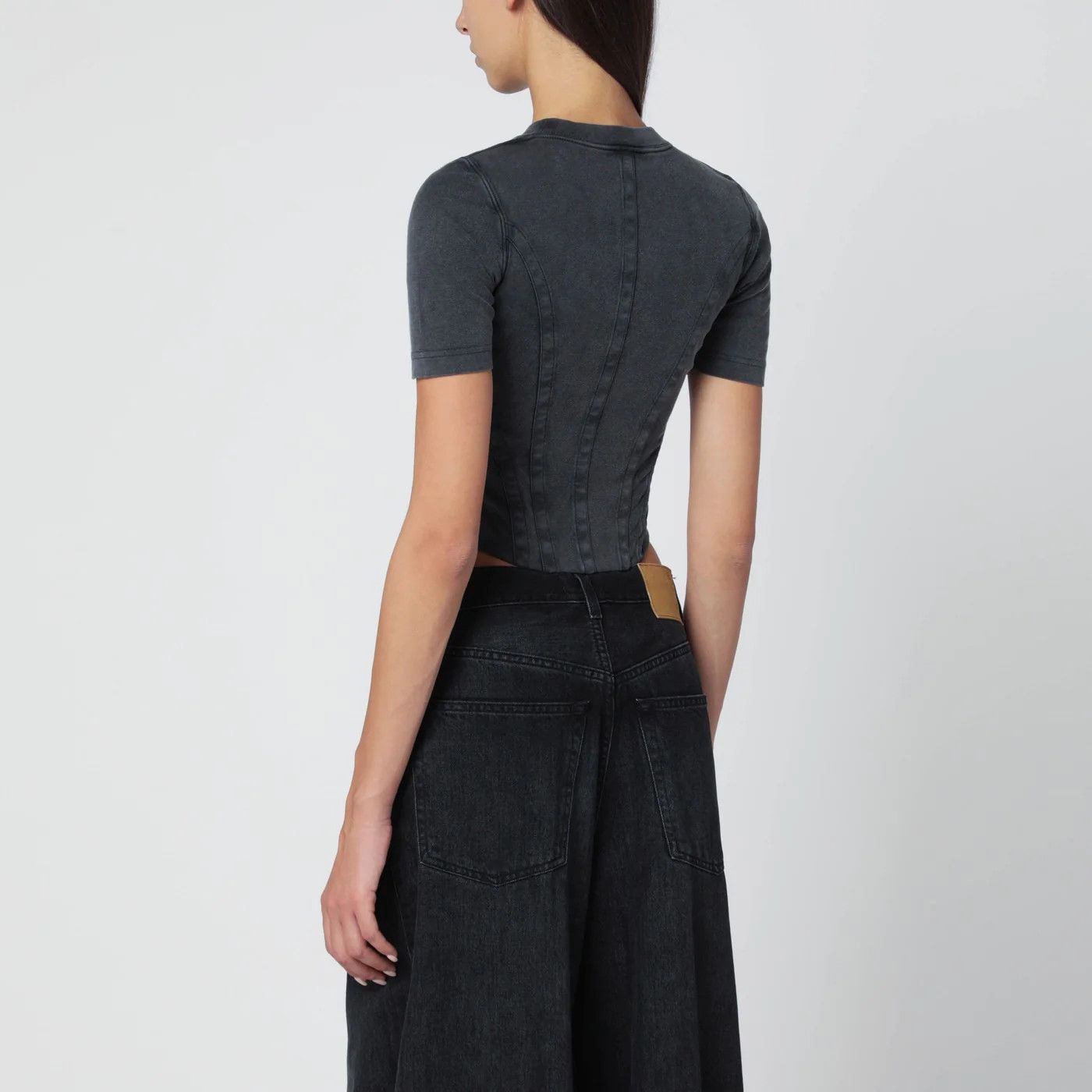 Balenciaga o1d2blof0426 Corset Style Short Sleeve T-Shirt in Black Size S / US 4 / IT 40 - 2 Thumbnail