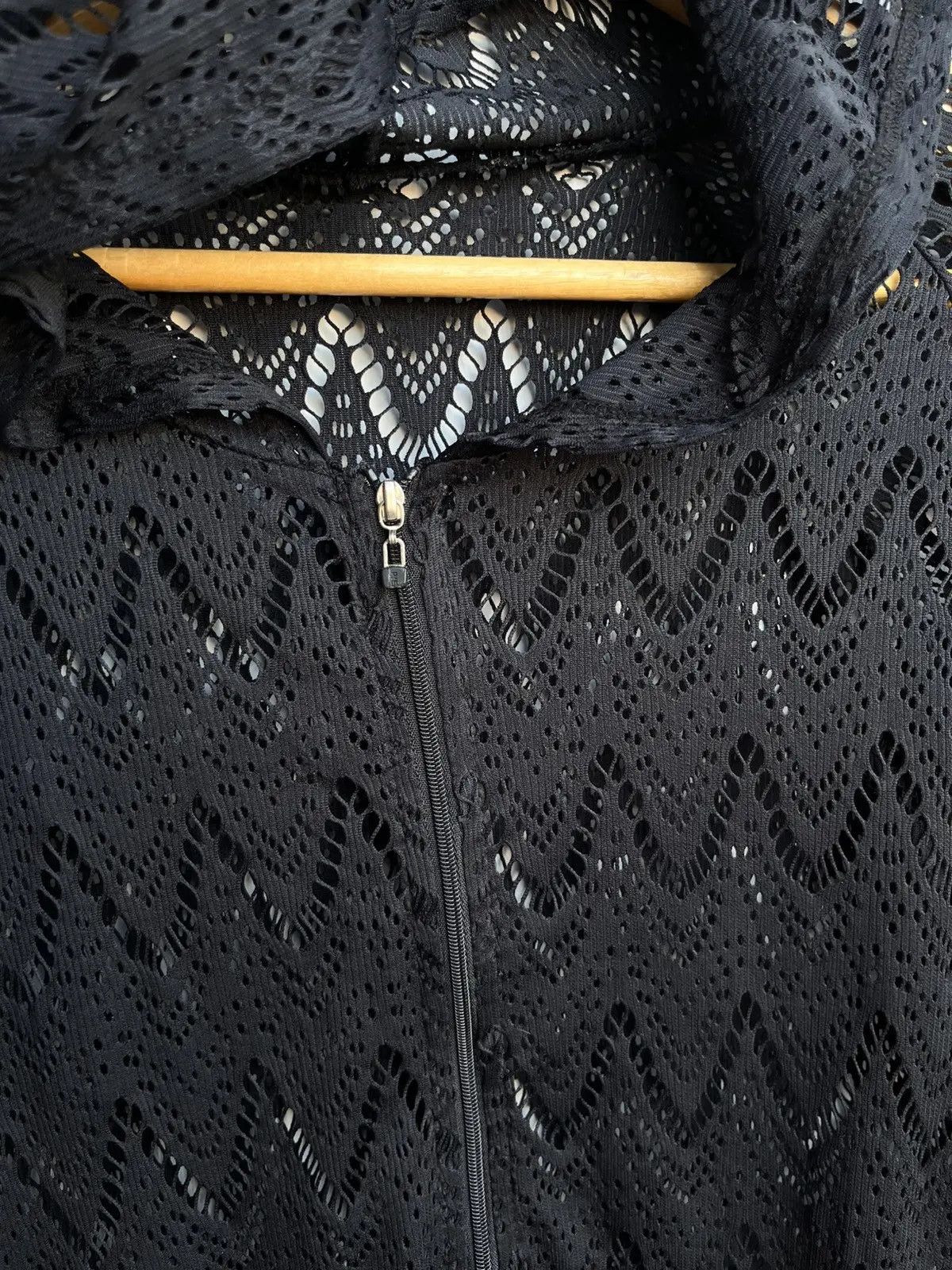 Japanese Brand Vintage Black Crochet Lace Zip Up Hoodie Archive Grunge Size US S / EU 44-46 / 1 - 6 Thumbnail