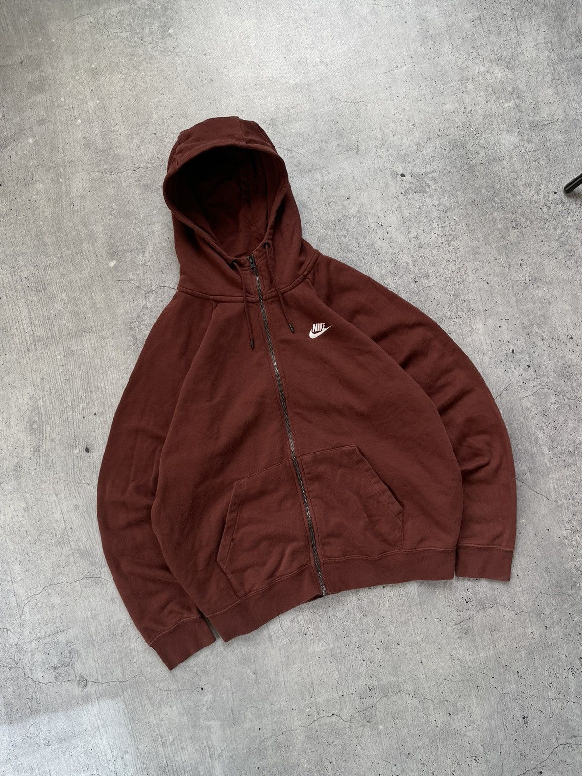 Nike × Vintage Y2K Nike Swoosh Logo Brown Zip Up Distressed Rare Hoodie M Size US M / EU 48-50 / 2 - 1 Thumbnail