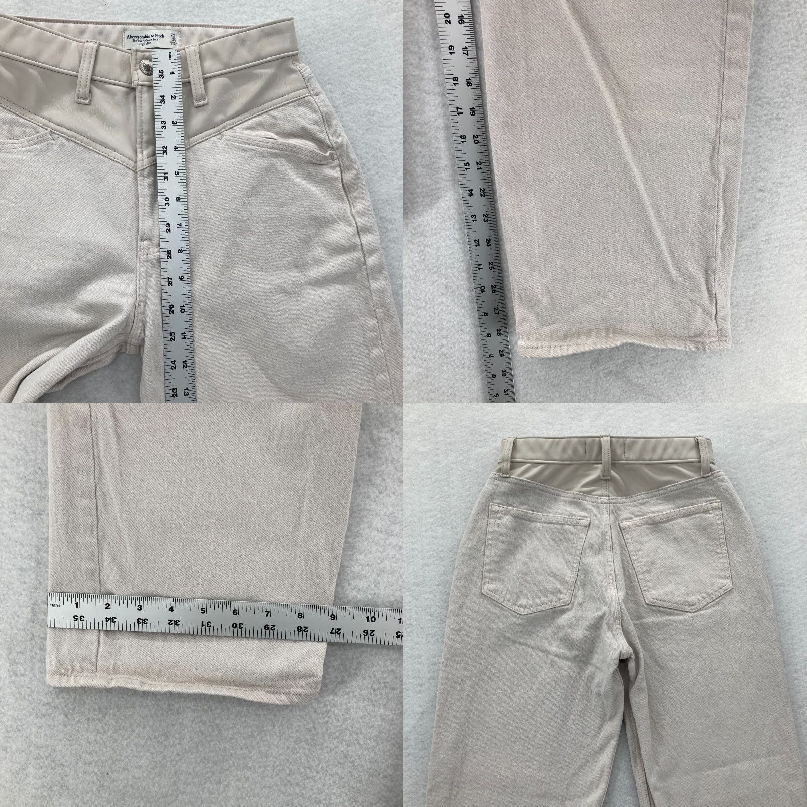 Abercrombie & Fitch Abercrombie & Fitch Curve Love Jeans Women's 26/2 Short 90s Straight Relaxed Beige Cotton Spandex Denim Jeans Women 90s Theme Mens Womens Size 26" / US 2 / IT 38 - 8 Thumbnail