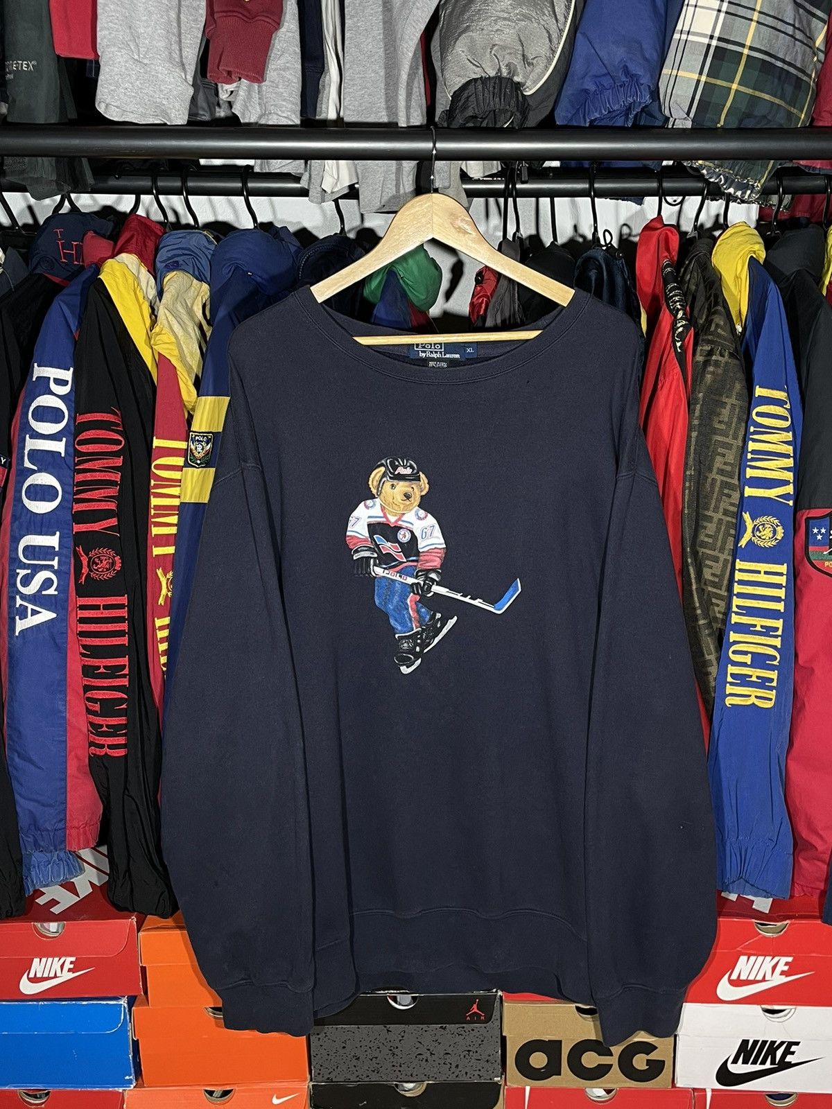Polo Ralph Lauren × RRL Ralph Lauren × Vintage Crewneck Polo Bear 90’s OG Vintage Size US XL / EU 56 / 4 - 1 Thumbnail