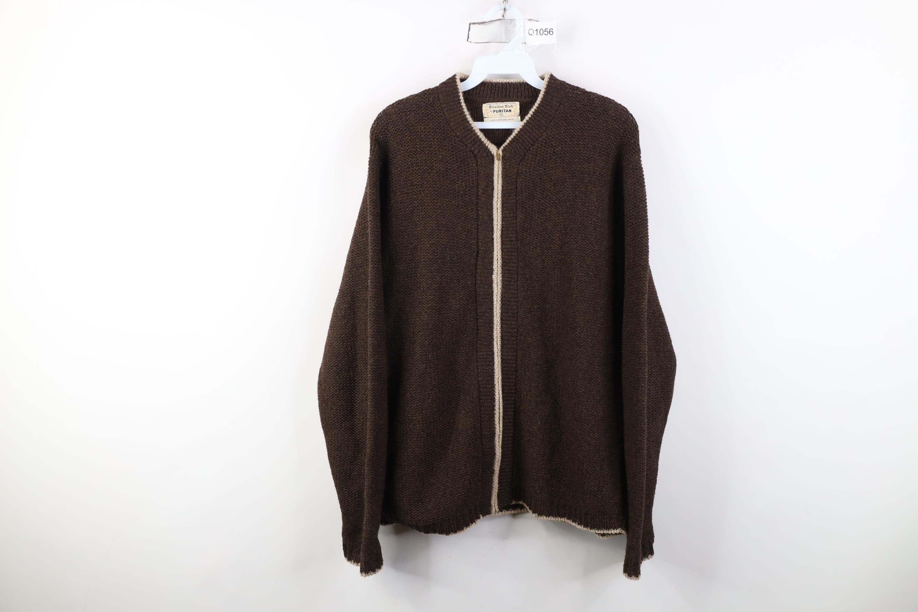 Vintage Vintage 50s 60s Streetwear Wool Zip Cardigan Sweater USA Size US XXL / EU 58 / 5 - 1 Thumbnail
