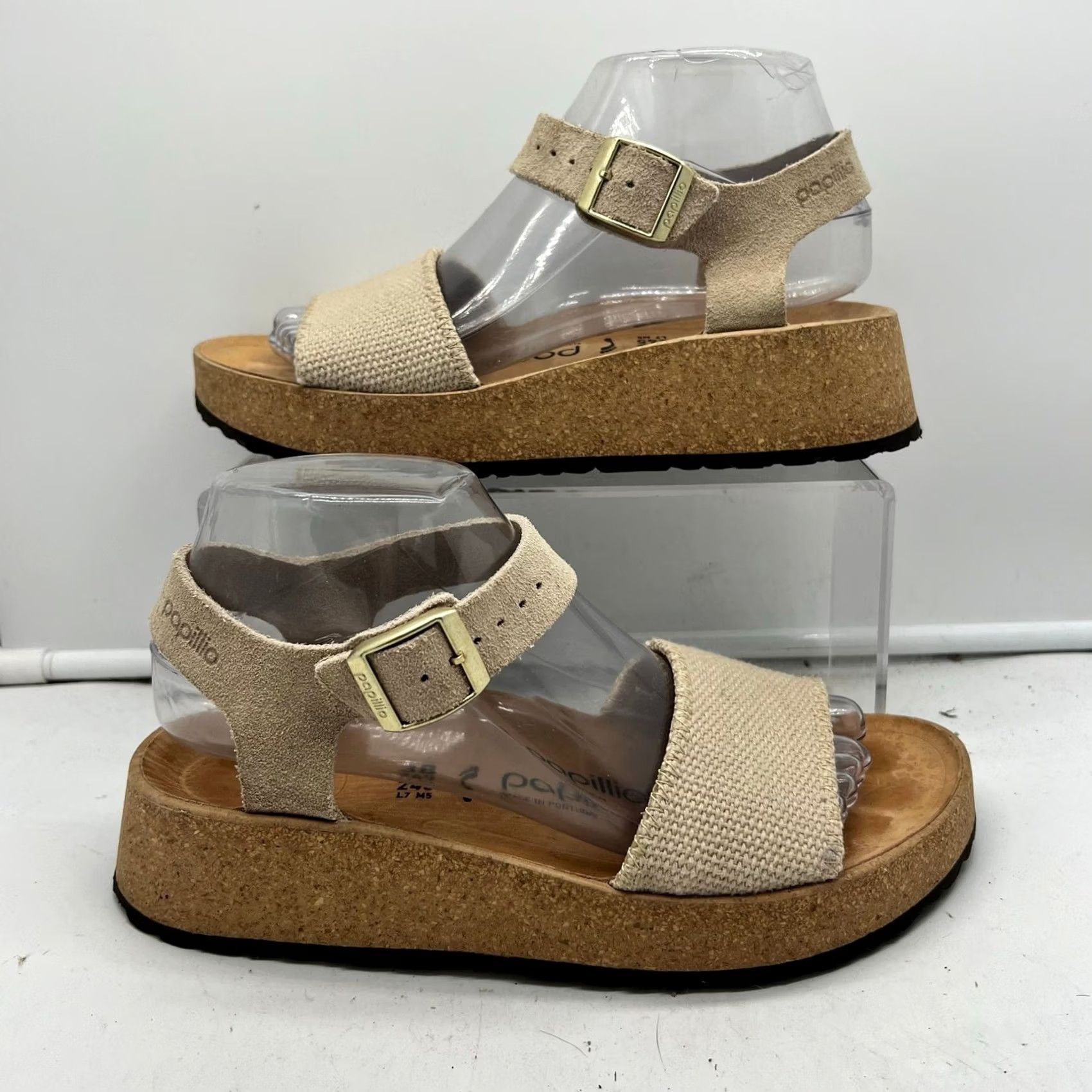 Birkenstock Birkenstock Papillio Glenda Wedge Sandals Cream Cork Platform Slingback Womens 38 US 7 Size Size US 7 / IT 37 - 2 Thumbnail
