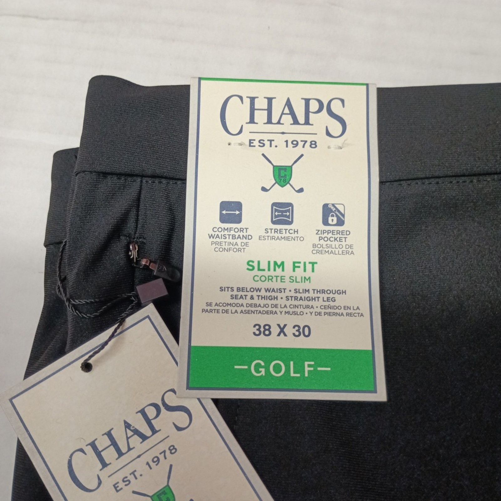 Chaps Chaps Golf Slim Fit Pants Mens 38x30 Black Stretch Waistband Size US 38 / EU 54 - 2 Thumbnail