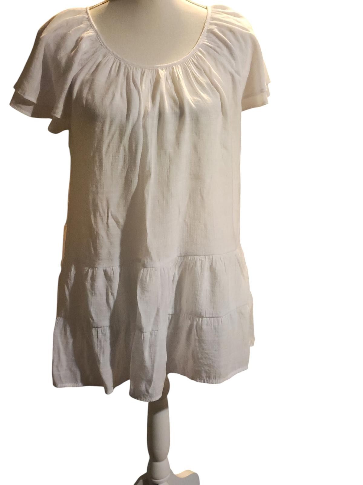 Designer White Short Sleeve Peplum Blouse by Counterparts Size M / US 6-8 / IT 42-44 - 3 Thumbnail
