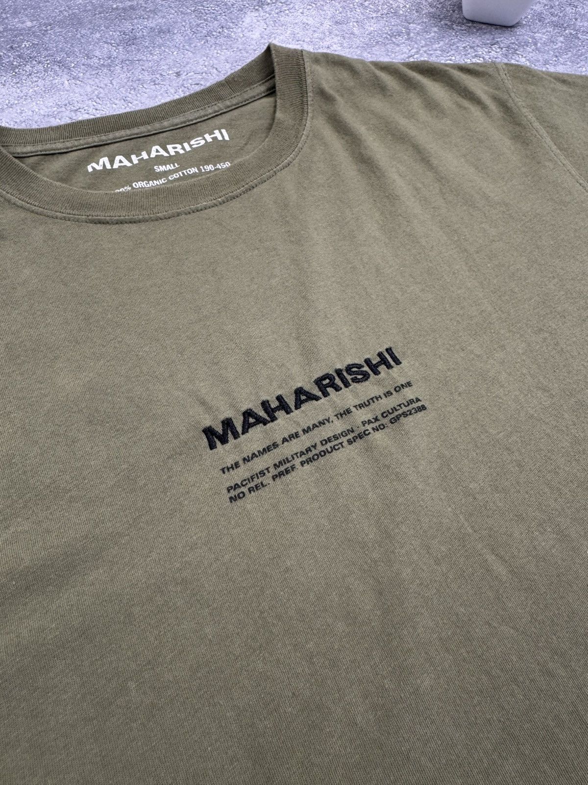 Maharishi Maharishi Organic Cotton Logo T-Shirt Khaki Olive Green Sz S Size US S / EU 44-46 / 1 - 5 Thumbnail