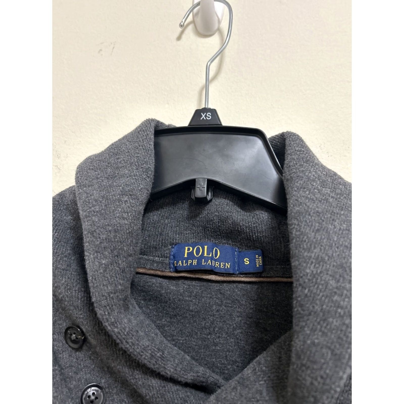 Polo Ralph Lauren Polo Ralph Lauren Sweater Mens S Gray Shawl Collar Leather Elbow Patch Logo Embroidered Knit Long Sleeve Pullover Cardigan Size US S / EU 44-46 / 1 - 6 Thumbnail