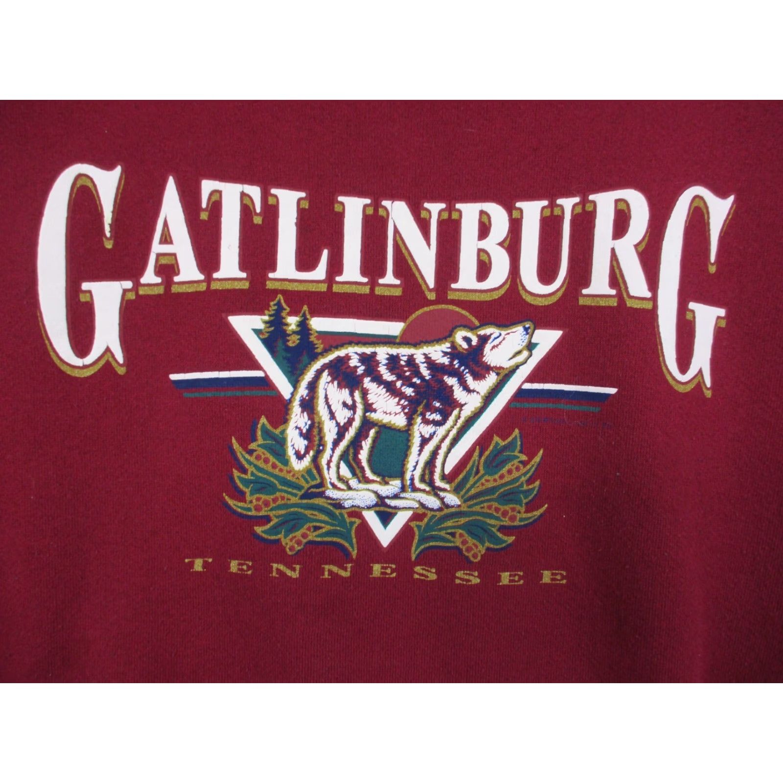 Fruit Of The Loom VINTAGE Fruit of the Loom Sweatshirt Shirt XL Red 90s Gatlinburg Tennessee USA Smoky Mountains Graphic Print Men Size US XL / EU 56 / 4 - 2 Thumbnail