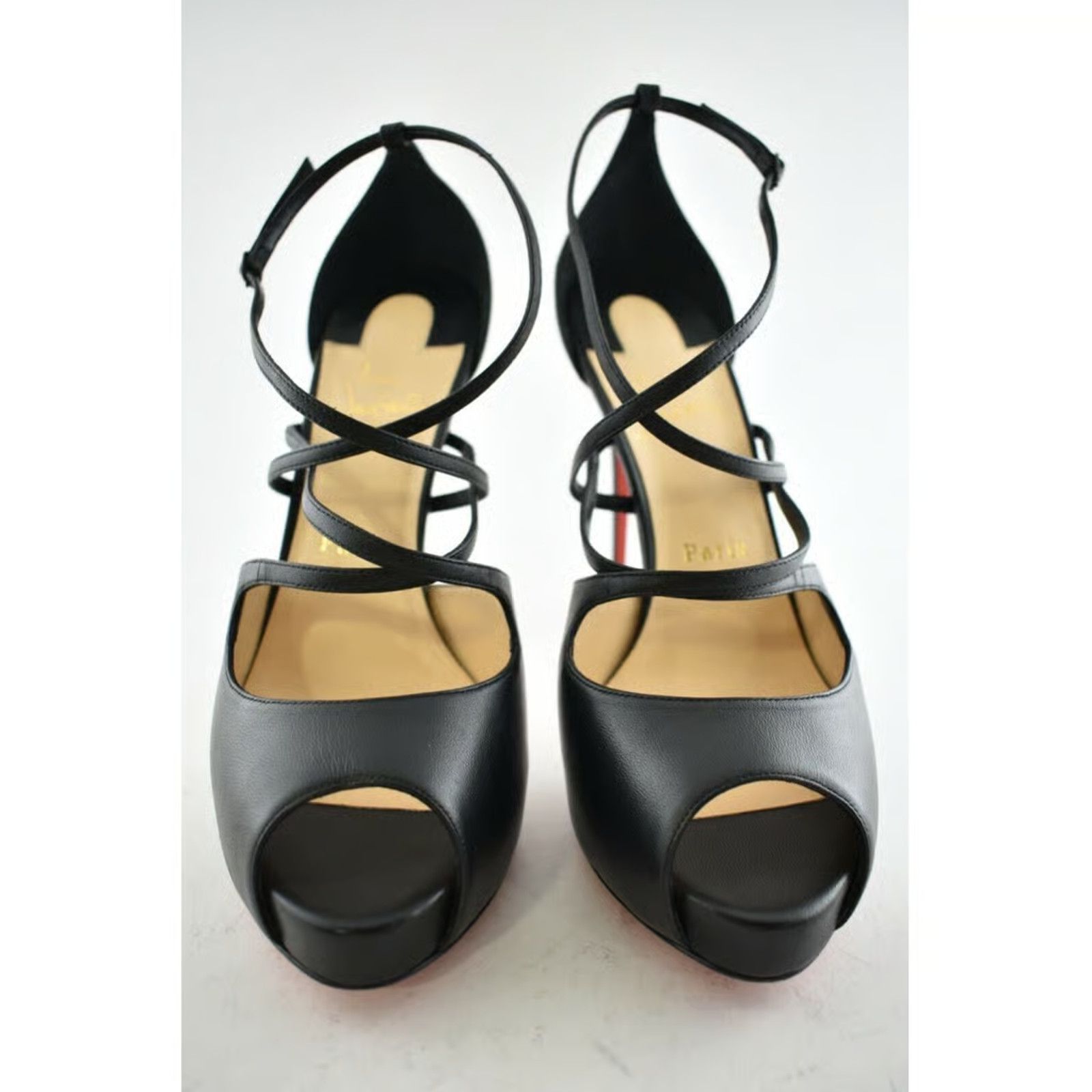 Christian Louboutin Holly Alta 120 Black Criss Cross Strap Sandal Heel Pump 42 Size US 12 / IT 42 - 5 Thumbnail