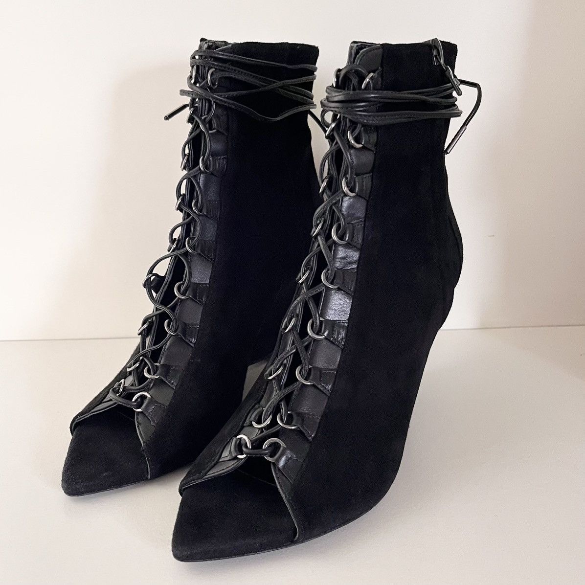Narciso Rodriguez Narciso Rodriguez Black suede Lace-Up Wedge Boots Size US 6.5 / IT 36.5 - 19 Thumbnail