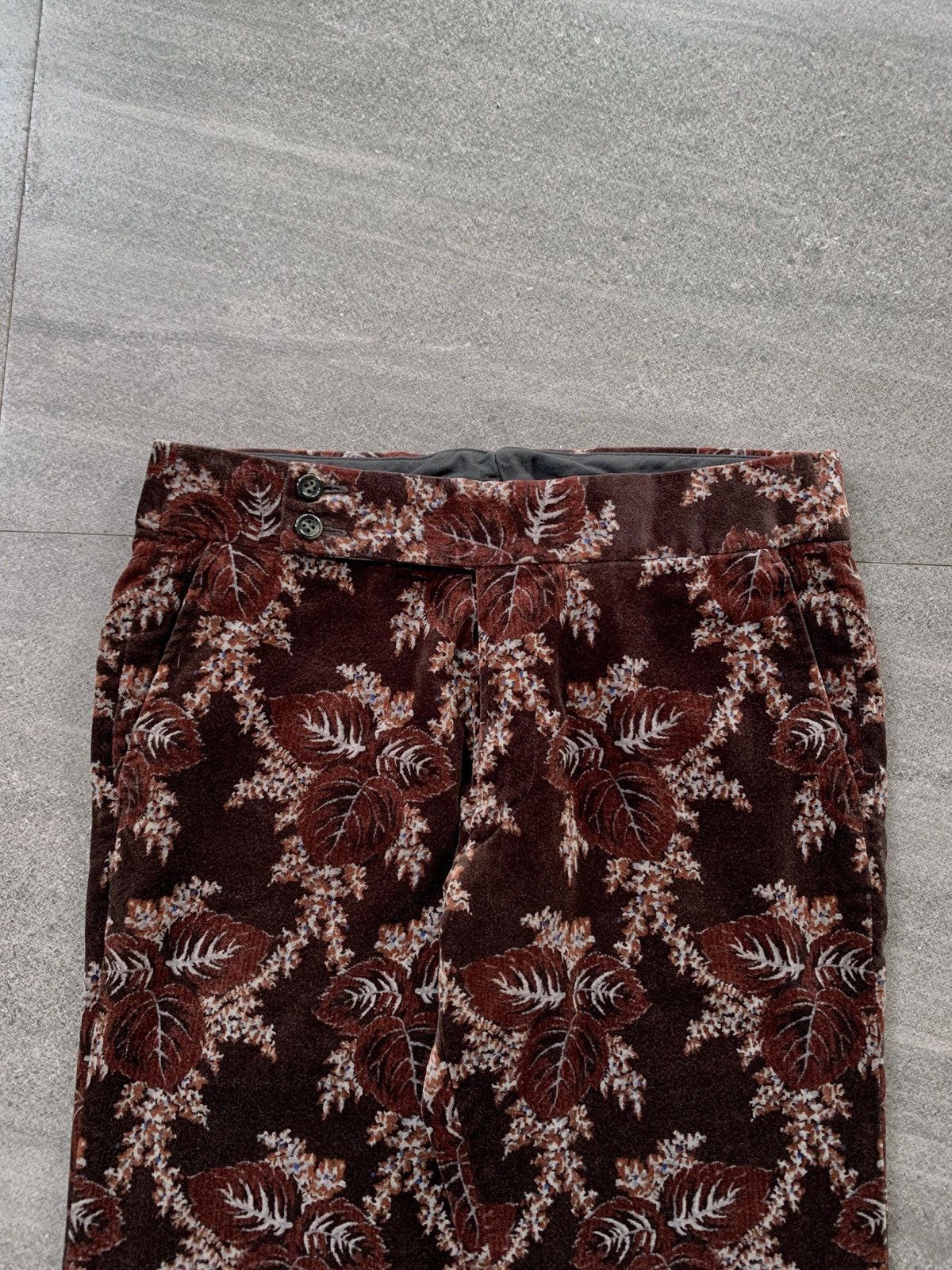 Comme des Garcons FREE TAX! 2001 Floral Velvet Patterned Flared Trousers Size US 29 - 3 Thumbnail