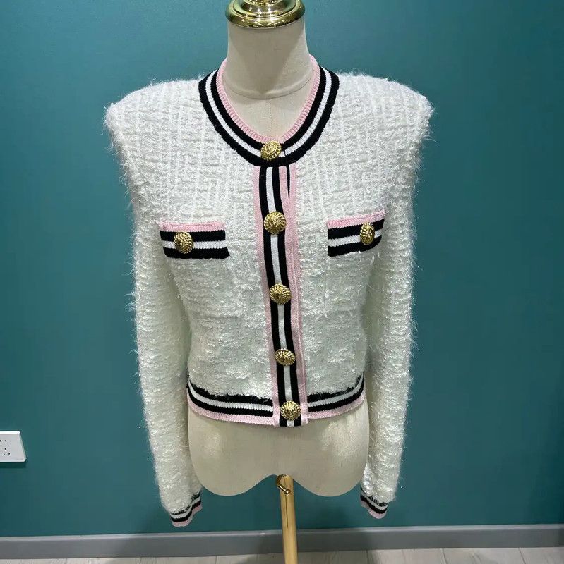 Balmain Balmain Women's White Long Sleeve Cardigan 0089 Size M / US 6-8 / IT 42-44 - 1 Thumbnail