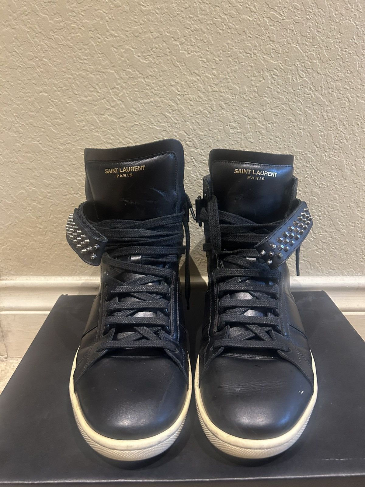 Saint Laurent Paris Saint Laurent black leather studded hightop SL/14h Size US 10.5 / EU 43-44 - 3 Thumbnail