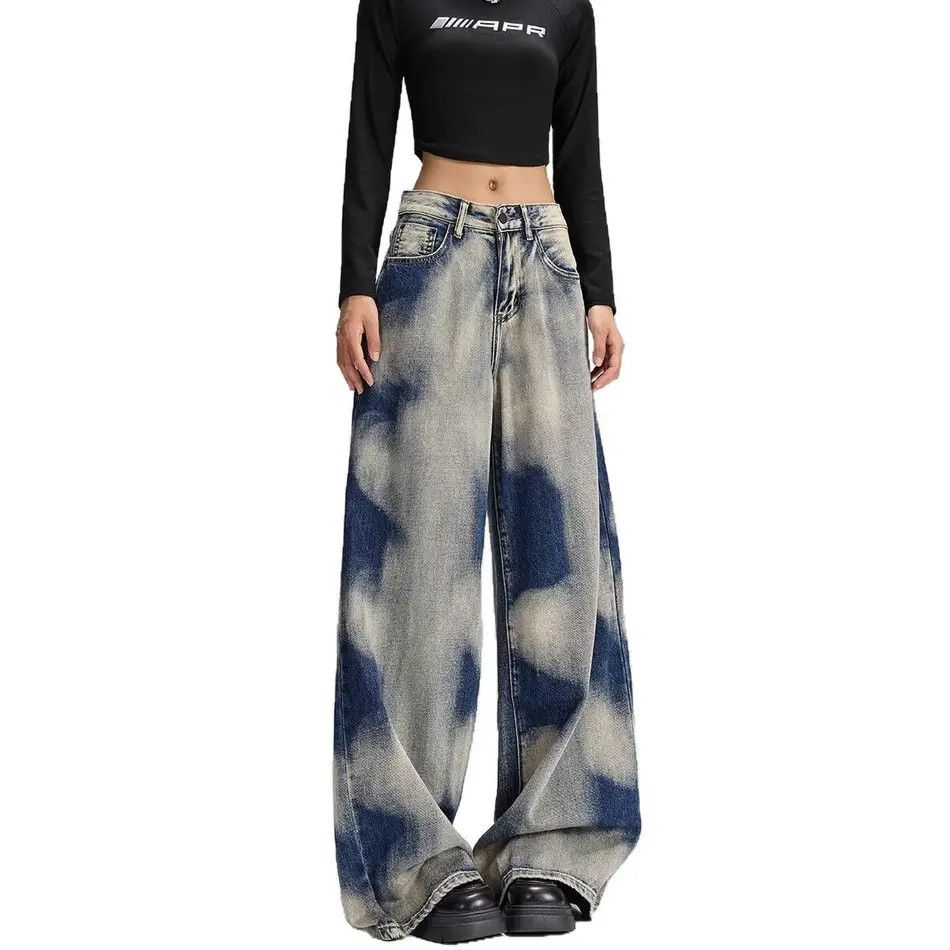 Japanese Brand Retro loose wide leg high street tie dye jeans Size US 32 / EU 48 - 5 Thumbnail