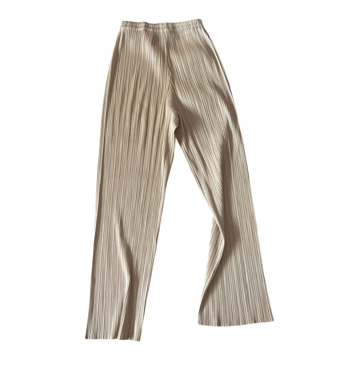 Pleats Please Issey Miyake TAX FREE 🇺🇸 issey miyake pleats please cream trousers Size 22" - 5 Thumbnail
