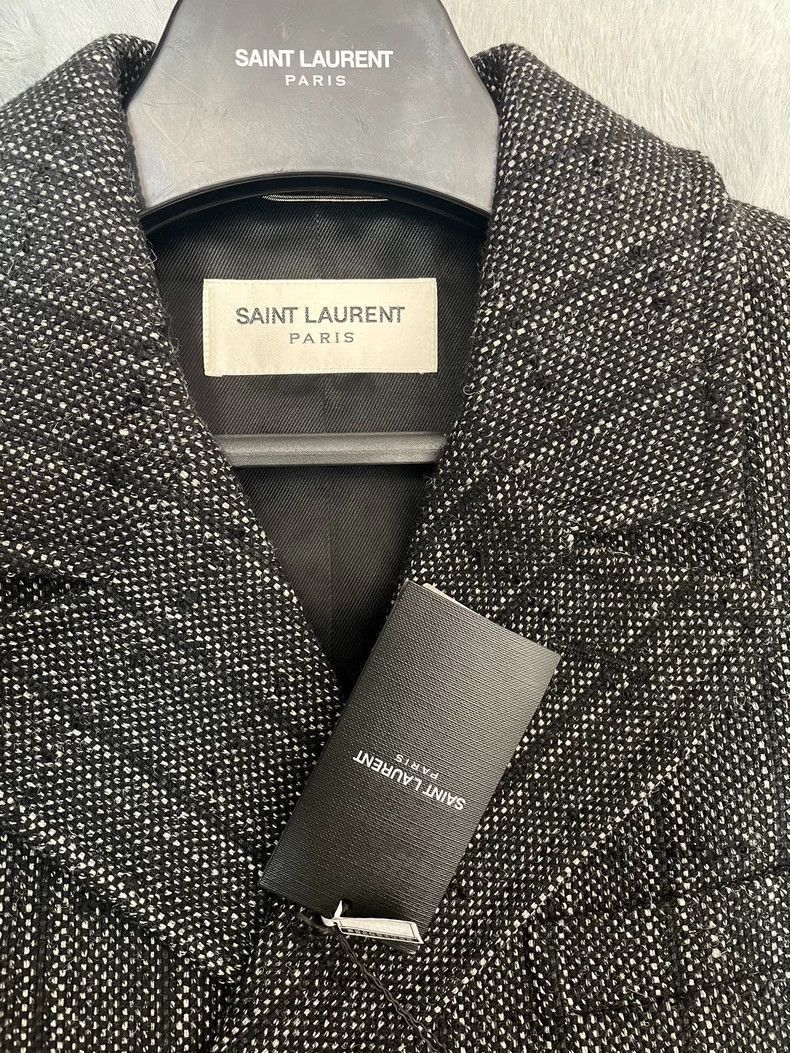 Saint Laurent Paris Saint Laurent Paris Silver plaid double breasted wool coat- Size US M / EU 48-50 / 2 - 3 Thumbnail
