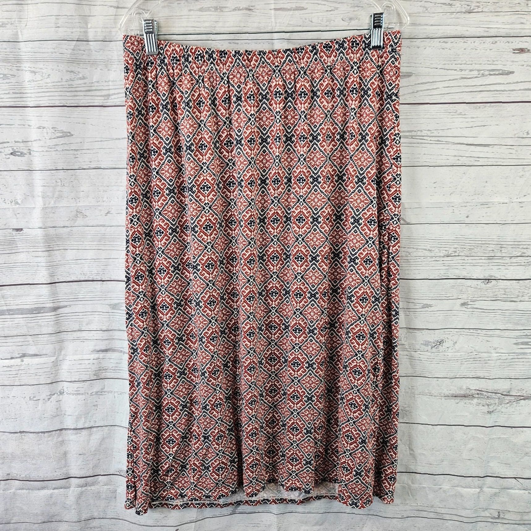 Vintage CJ Banks Womens Skirt Printed Sz X Black Rust Pull On Rayon Blend Size 40" / US 18 - 2 Thumbnail