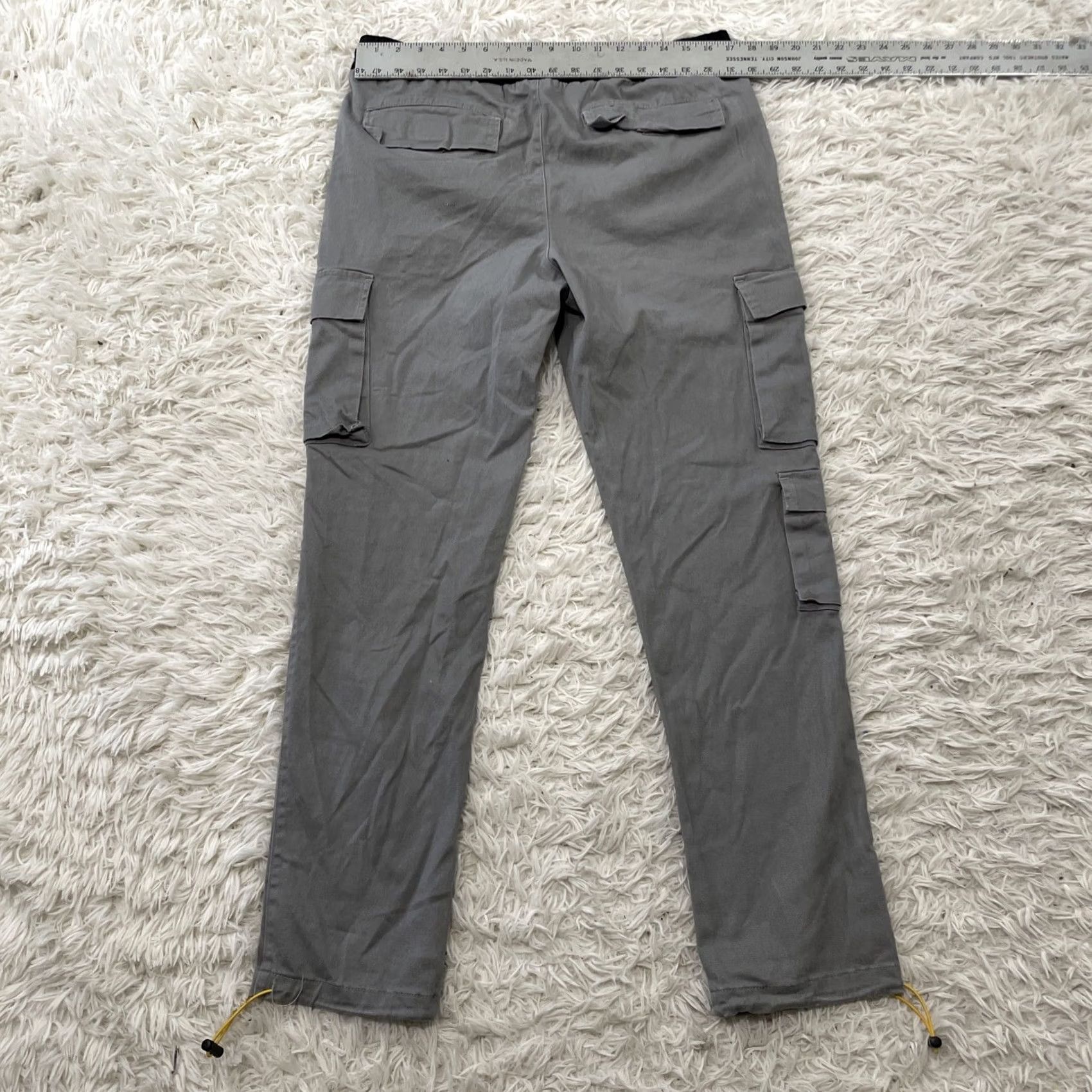 Vintage YOUNG & RECKLESS Cargo Pants Men L 34 Gray Yellow Drawstring Cinch Slim Joggers Size US 33 - 7 Thumbnail