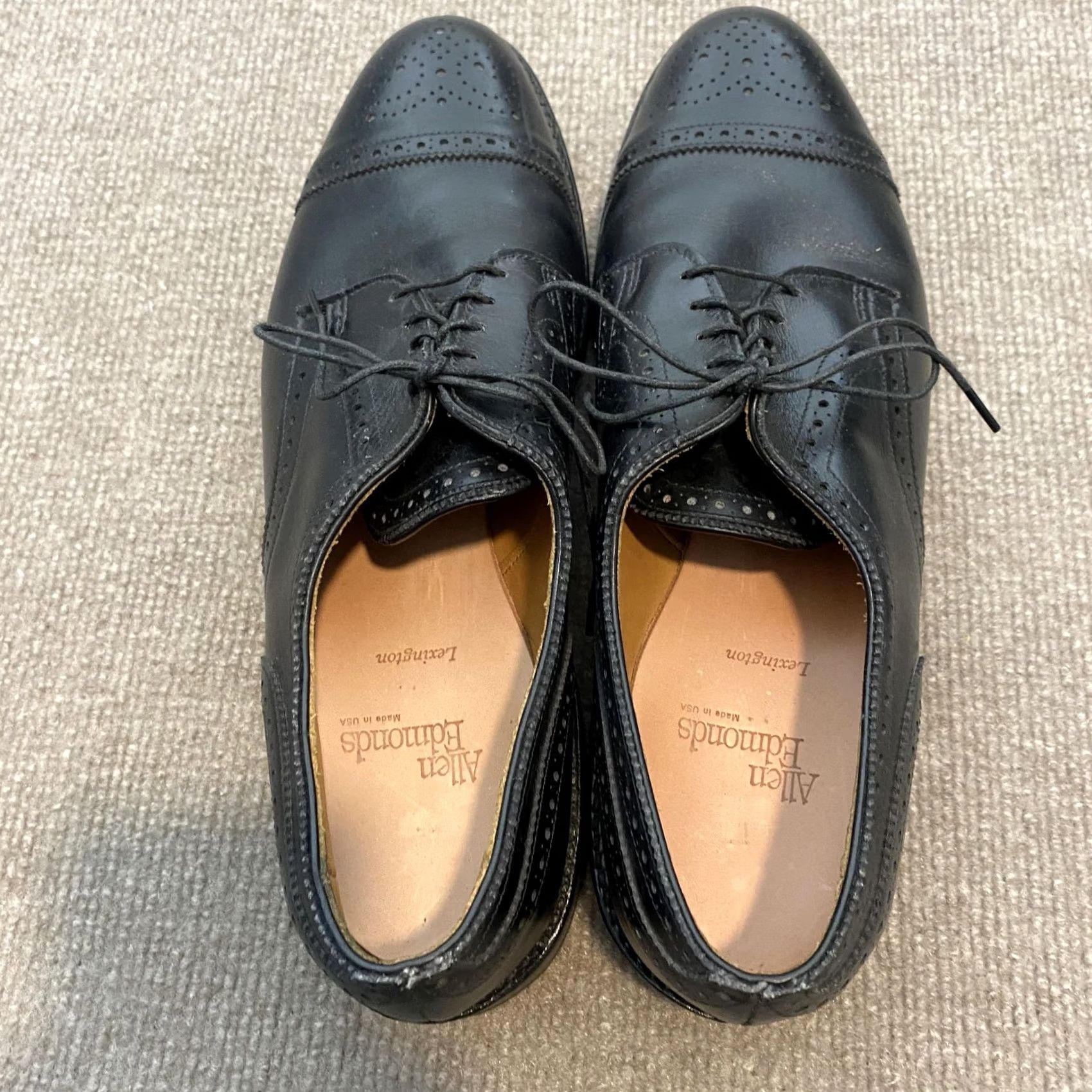Allen Edmonds Lexington Shoes Mens 12 A Black Leather Cap 