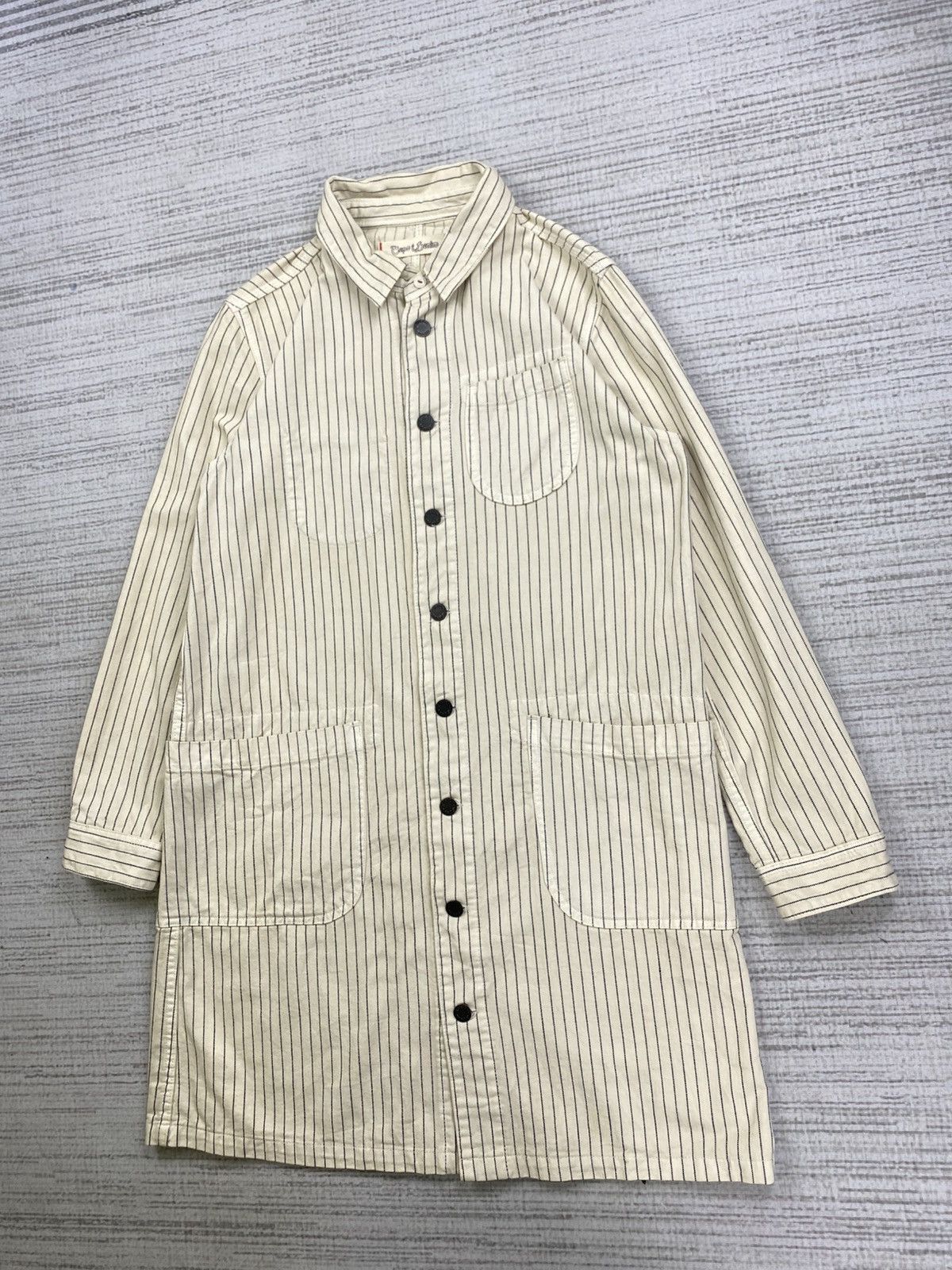 Designer × Japanese Brand × Vintage Vintage Tepo Denim Sanforized Union Made Stripe Long Jacket Size US M / EU 48-50 / 2 - 4 Thumbnail