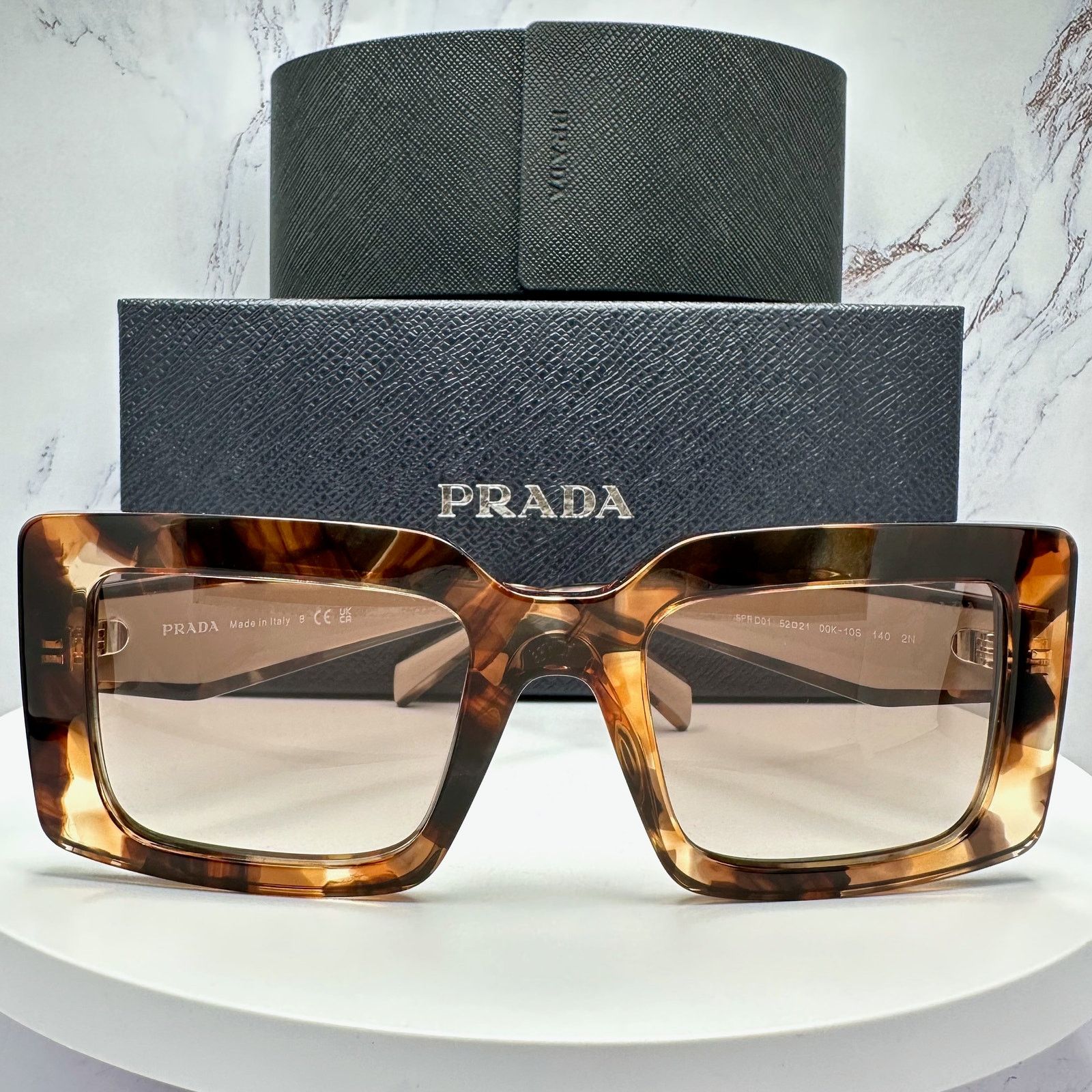 Prada New PRADA Sunglasses Brown Beige Caramel Gold Symbole Size ONE SIZE - 17 Thumbnail