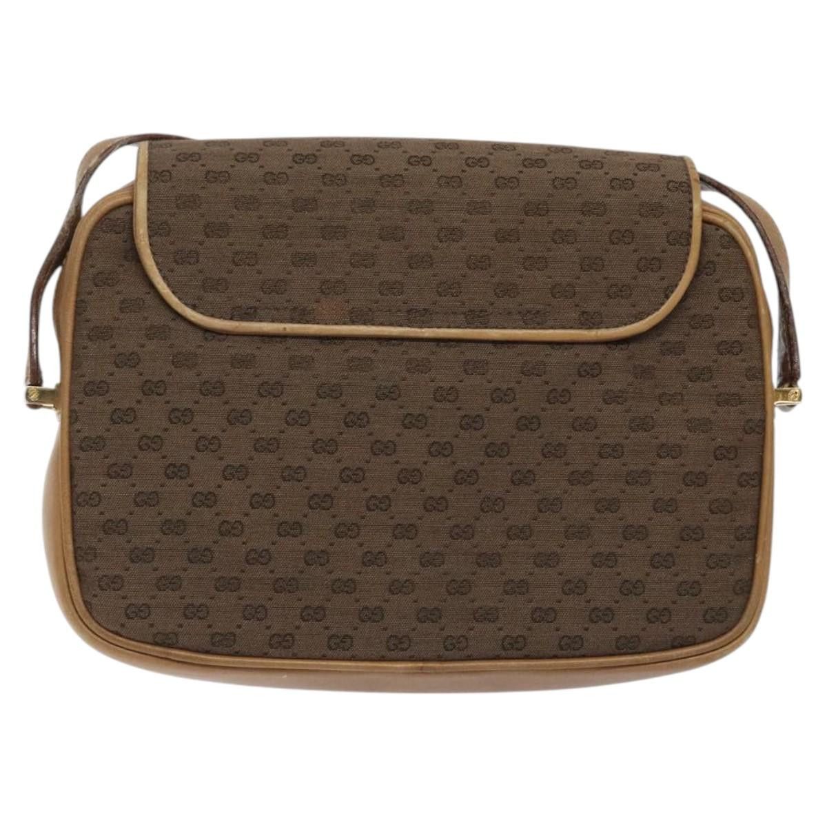 Gucci GUCCI Micro GG Canvas Shoulder Bag Brown Gold Size ONE SIZE - 3 Thumbnail