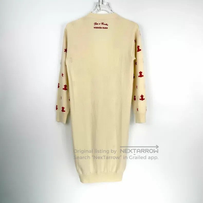 Hermes Hermes Beige Full Logo Cashmere Cardigan Size XXS / US 00 / IT 34 - 4 Thumbnail