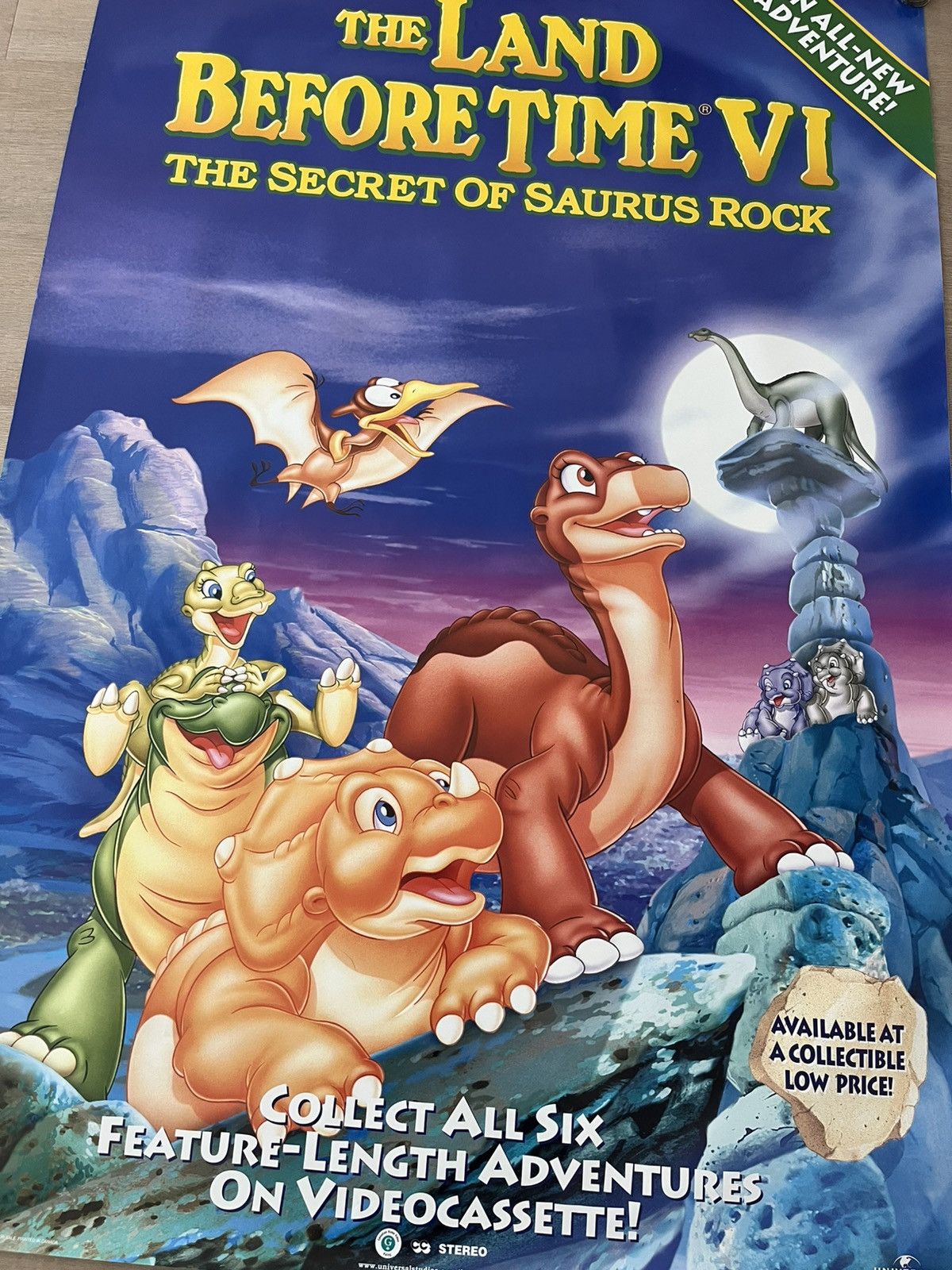 Vintage 1998 Land Before Time Official movie poster Size ONE SIZE - 2 Thumbnail