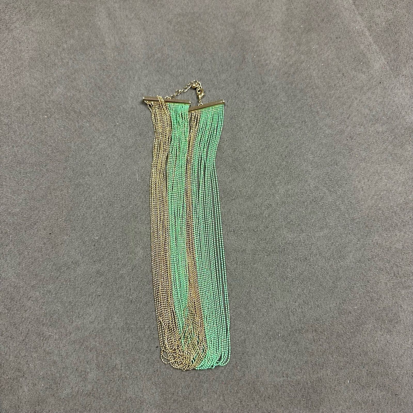 Other ModCloth Chain Arrangement Necklace Mint Green Gold Layered Size ONE SIZE - 3 Thumbnail