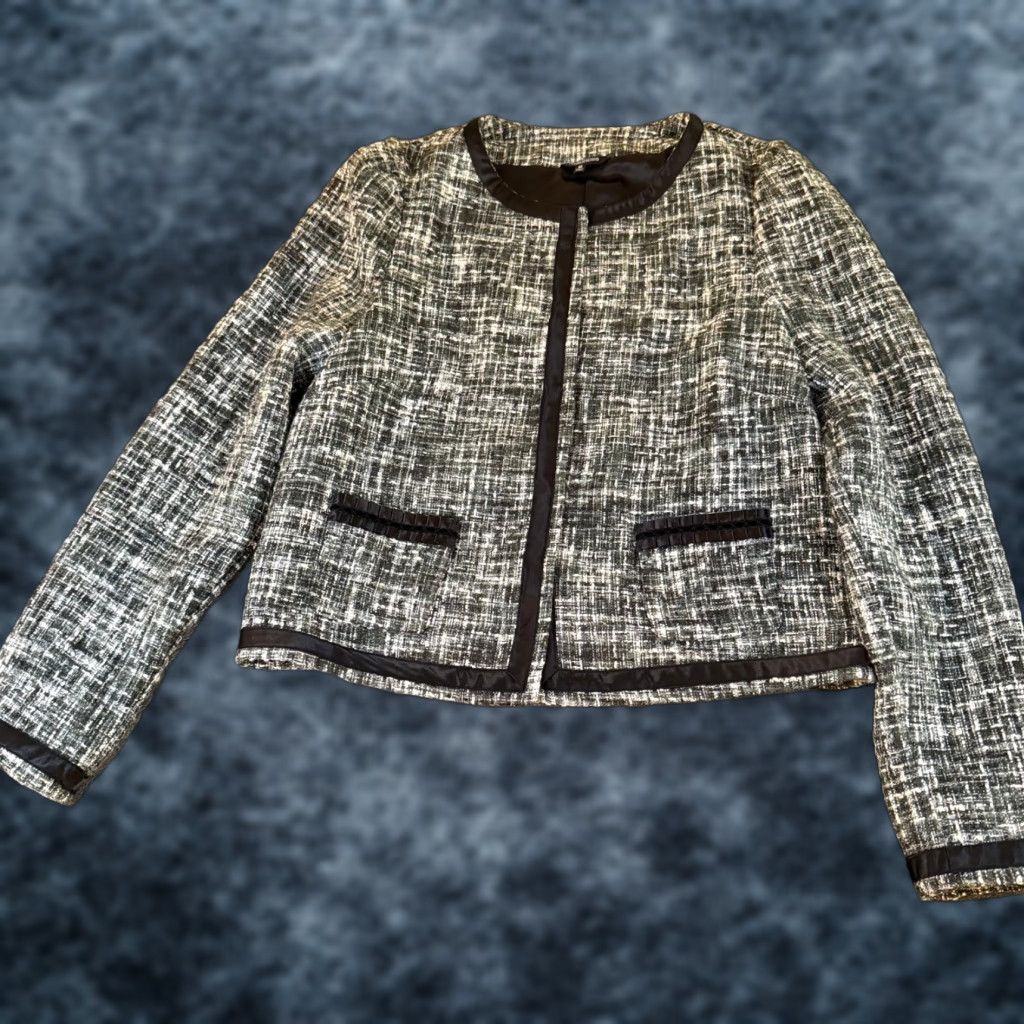 Vintage Maurices Black Trim Tweed Jacket Career Business Work Blazer Womens Medium Size M / US 6-8 / IT 42-44 - 1 Thumbnail