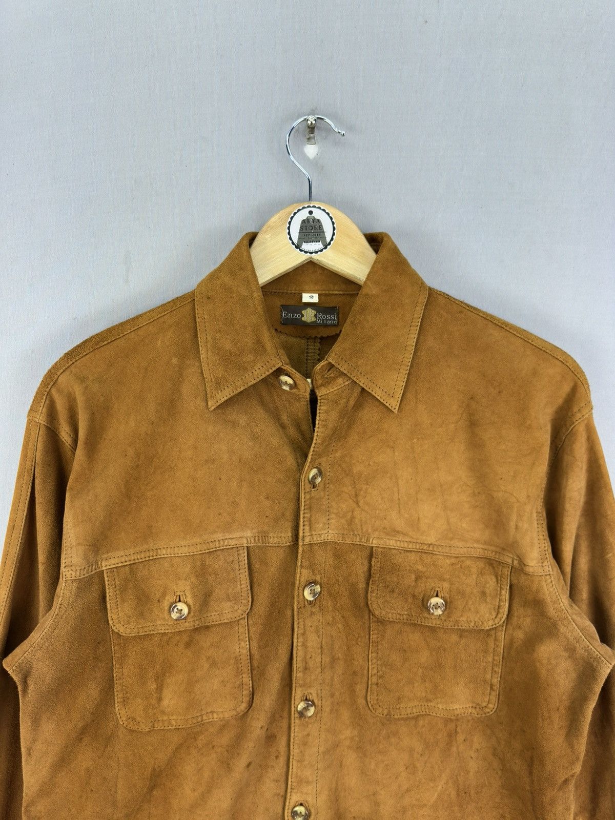 Japanese Brand Enzo Rossi Milano Flannel Shirt Lamb Skin Leather Jacket Size US M / EU 48-50 / 2 - 7 Thumbnail