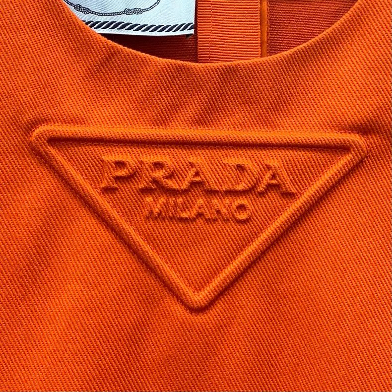 Prada Prada Size36 Orange triangle embossed cotton round-neck sho Size US XXS / EU 40 - 5 Thumbnail