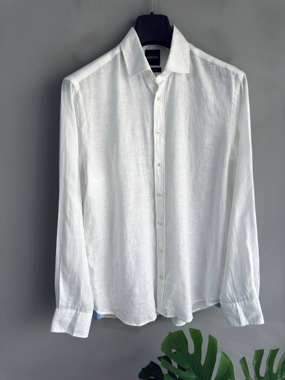 Other Paul Kehl Zurich Men's White Custom Fit Linen Shirt, Size M Size US M / EU 48-50 / 2 - 2 Thumbnail