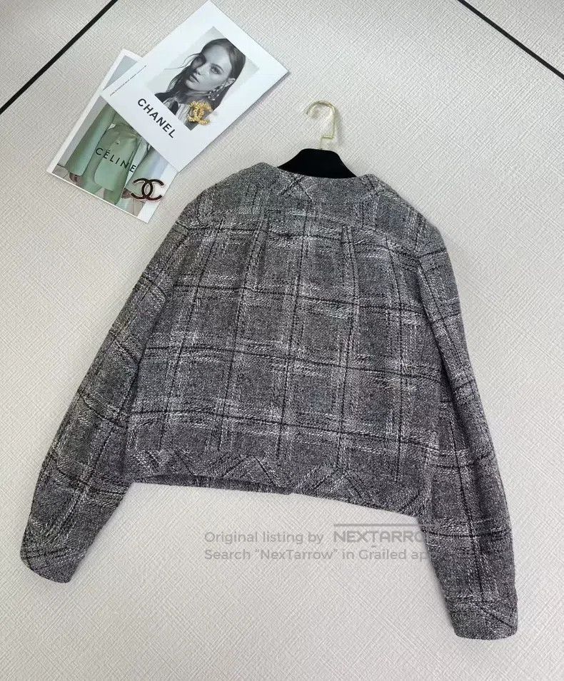 Chanel Chanel Grey tweed ruffle coat Size S / US 4 / IT 40 - 4 Thumbnail