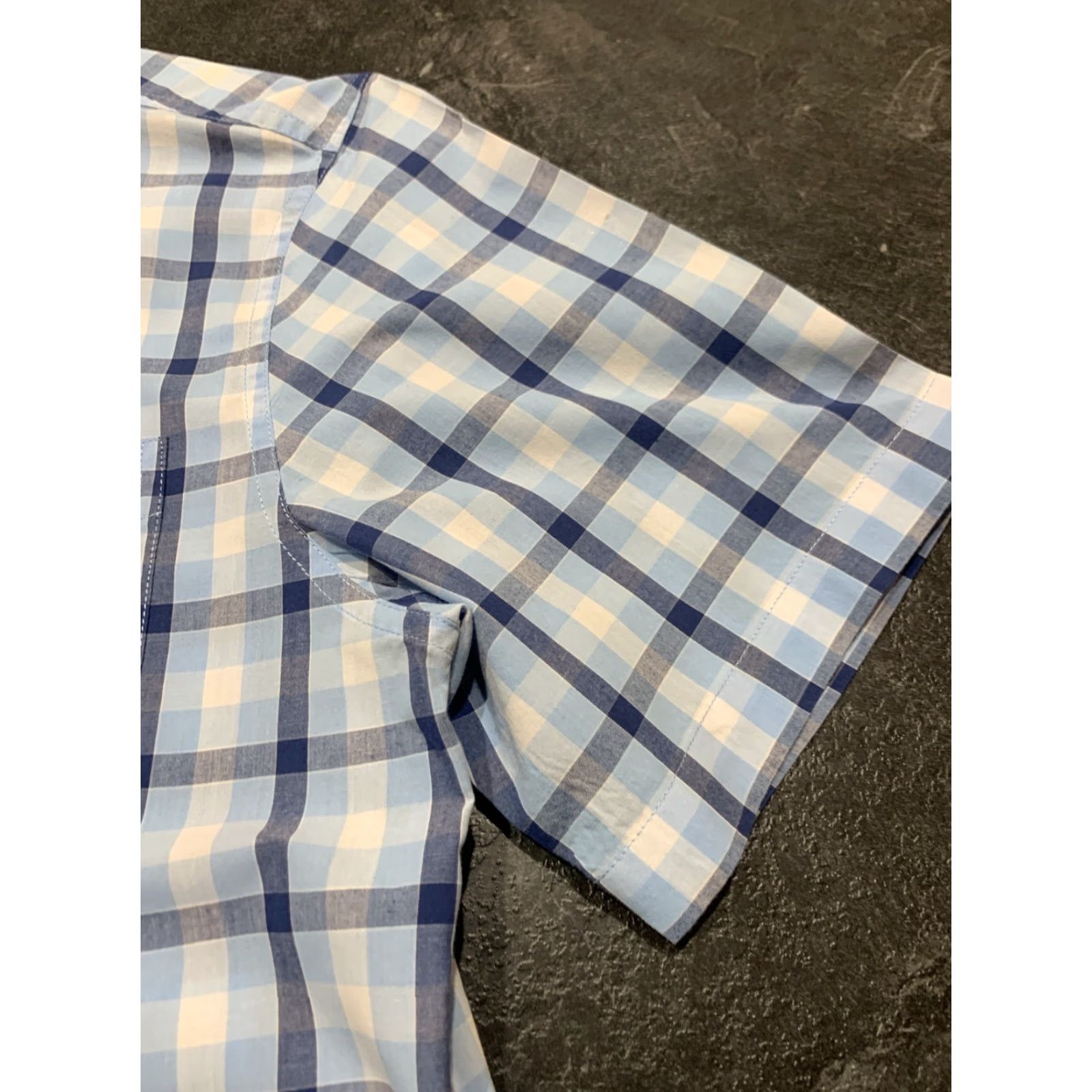 Chaps Chaps Men's M Blue Plaid Short Sleeve Button-Up Shirt Easy Care Classic Retro Grunge Size US M / EU 48-50 / 2 - 2 Thumbnail
