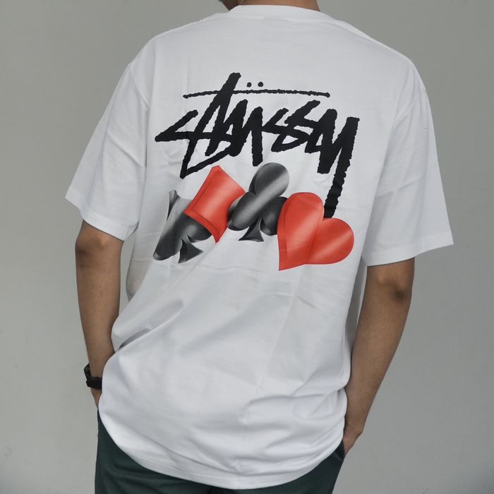 Vintage STUSSY SUITS TEE WHITE - XLARGE | Grailed