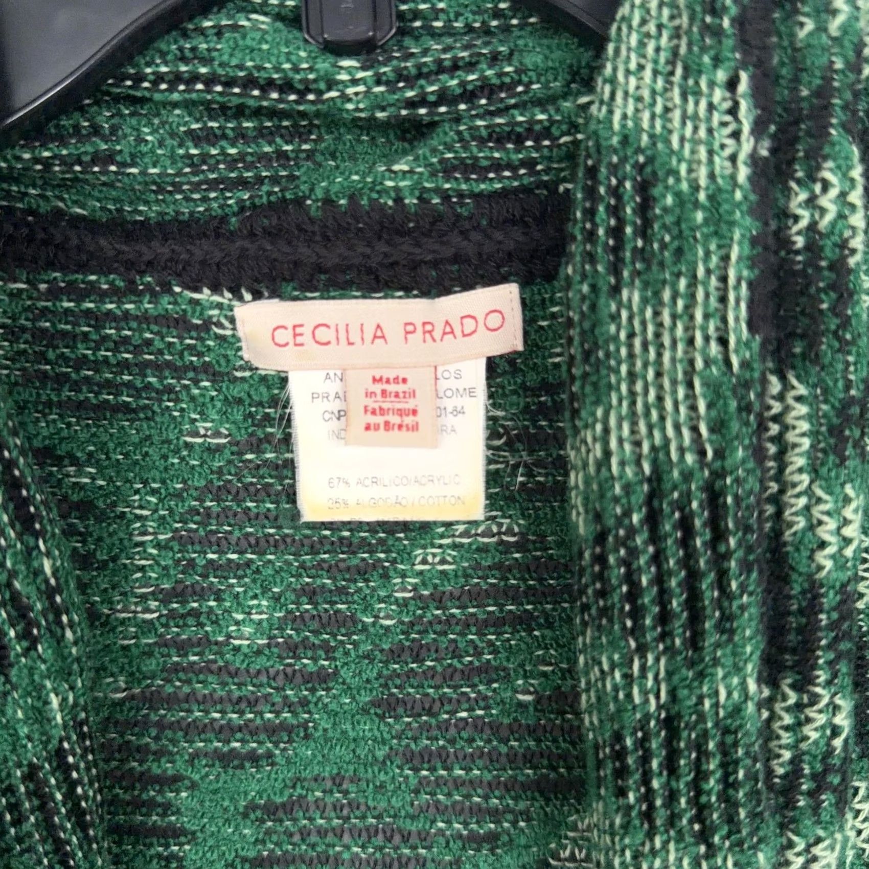 Vintage Cecilia Prado Sweater Womens Small Green Black Open Front Cardigan Knit Animal Print Bohemian Leopard Lightweight Casual Womens Size S / US 4 / IT 40 - 4 Thumbnail