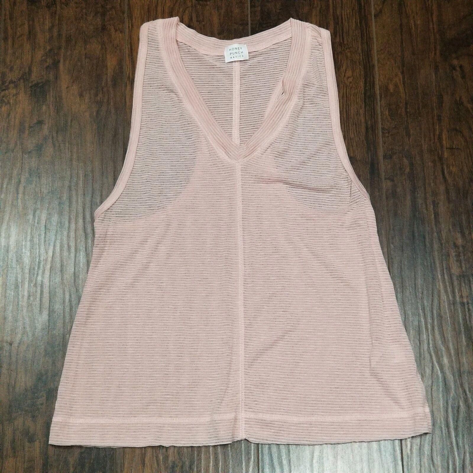 Designer Honey Punch Basics Tank Top Medium Mauve Pink Striped Sheer Size M / US 6-8 / IT 42-44 - 1 Thumbnail