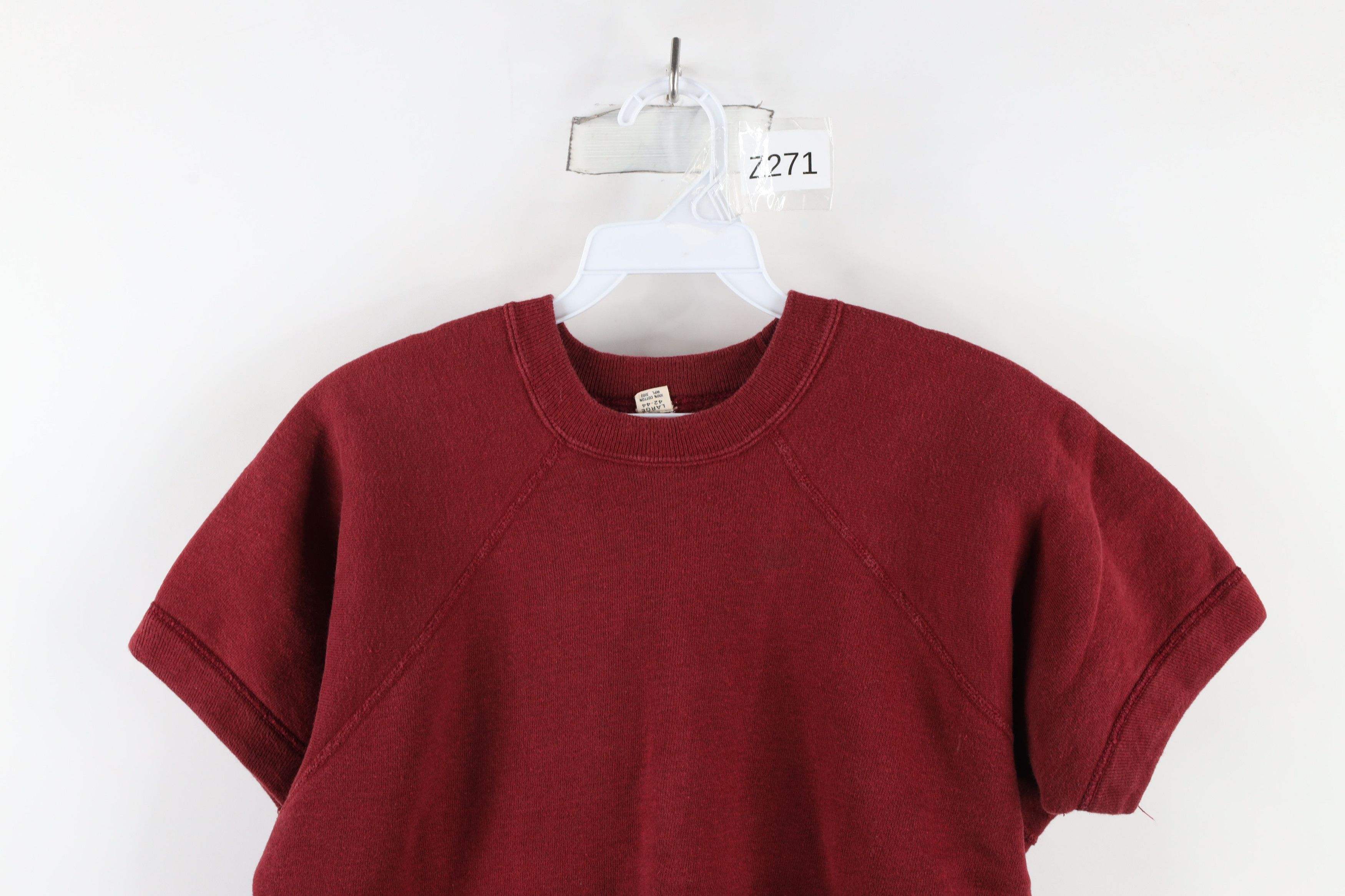 Vintage Vintage 40s 50s Blank Cotton Short Sleeve Sweatshirt Red USA Size L / US 10 / IT 46 - 2 Thumbnail