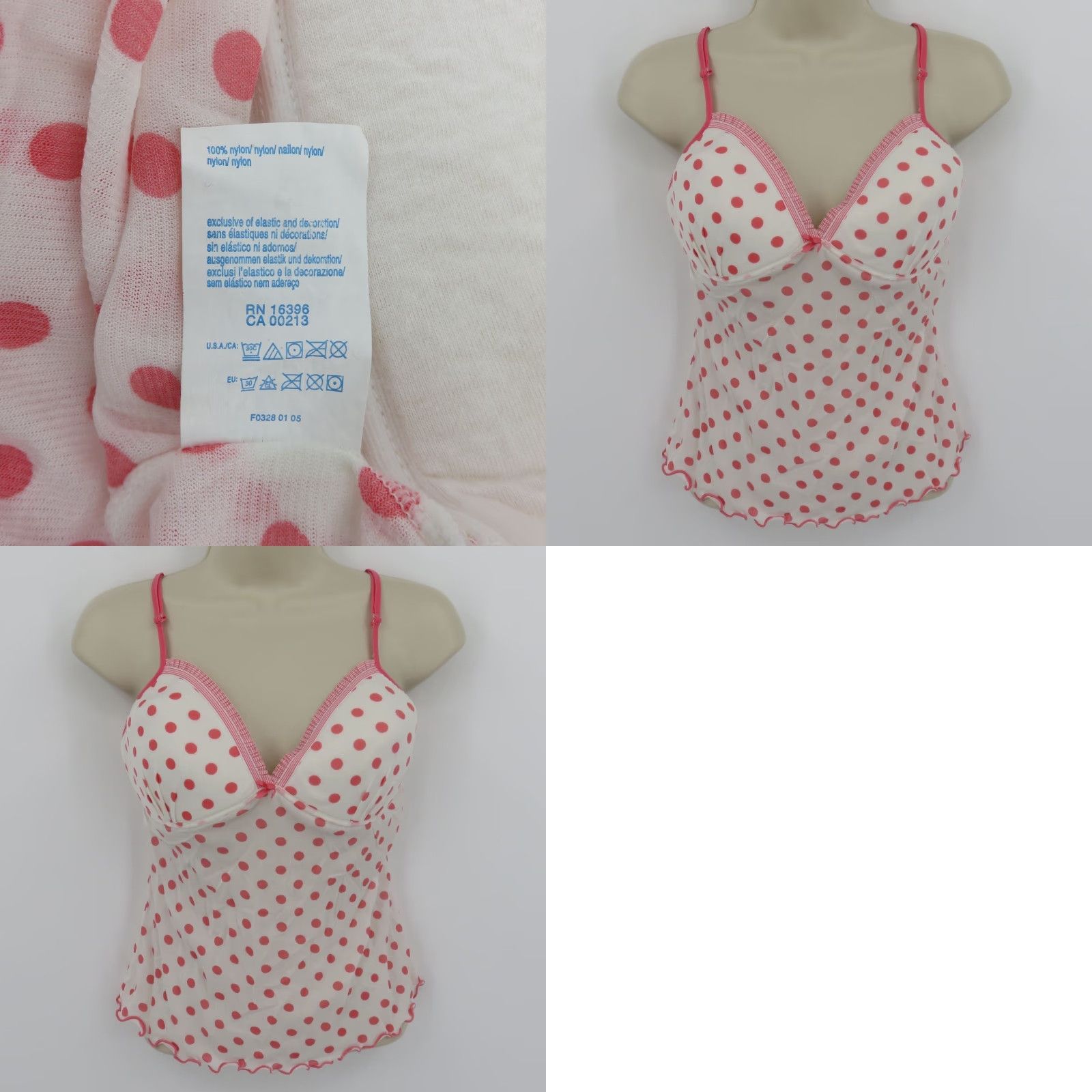 Vintage VINTAGE Warner's Camisole Tank Top Women's Large L Pink Polka Dot Ruffle Bow Cami Tank Top Size L / US 10 / IT 46 - 9 Thumbnail