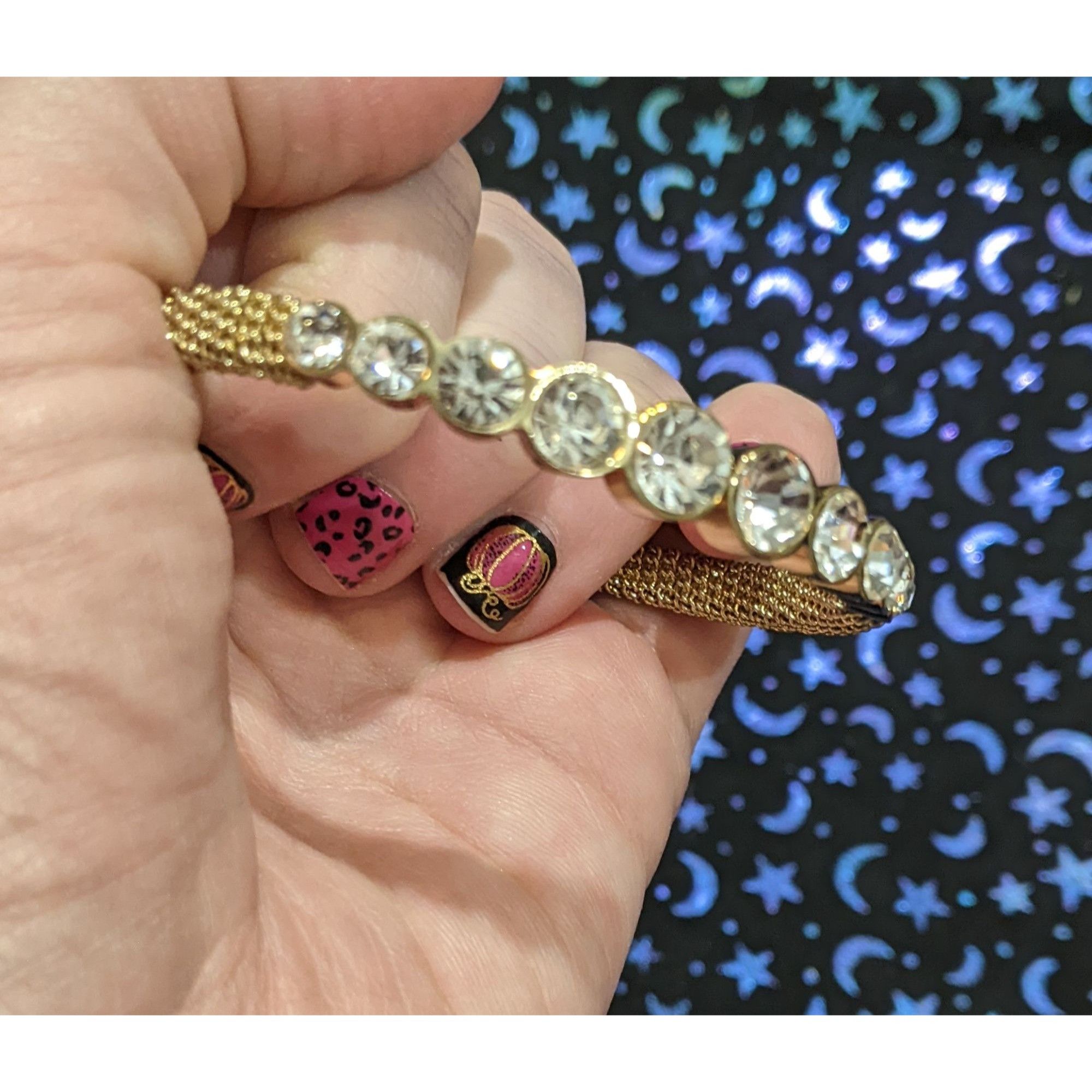 Other Gold Rhinestone Gemmed Statement Bracelet Size ONE SIZE - 7 Thumbnail