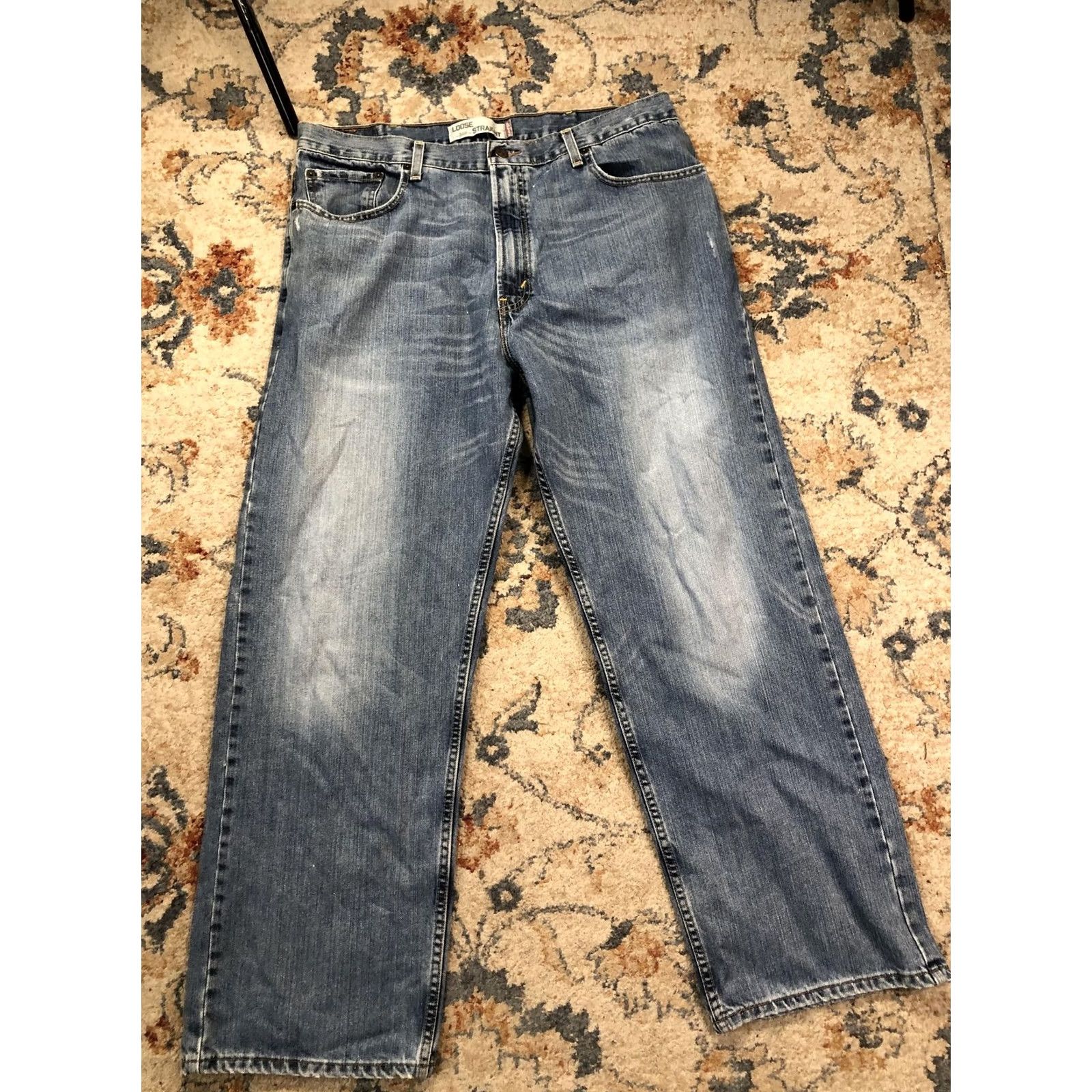 Levi's Levi'S 569 Jeans Mens 38x34 Blue Medium Wash Denim Loose Straight Casual Pants Size US 38 / EU 54 - 2 Thumbnail