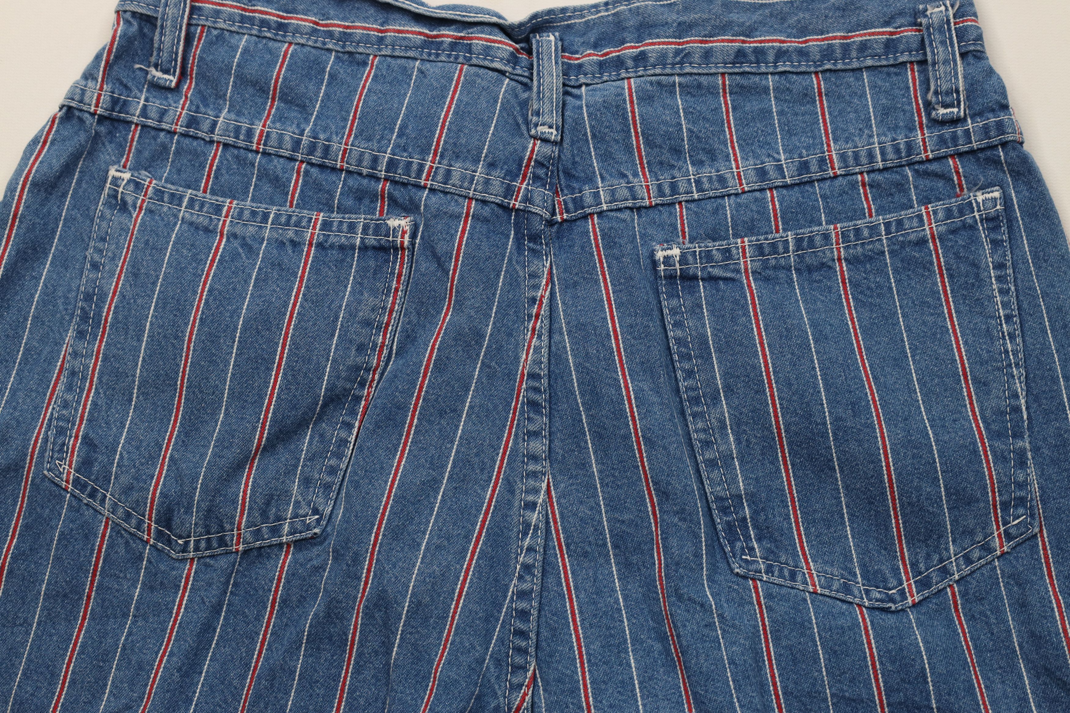 Vintage Vintage 90s Streetwear Cuffed Striped Denim Jean Shorts Size 34" / US 12 / IT 48 - 11 Thumbnail