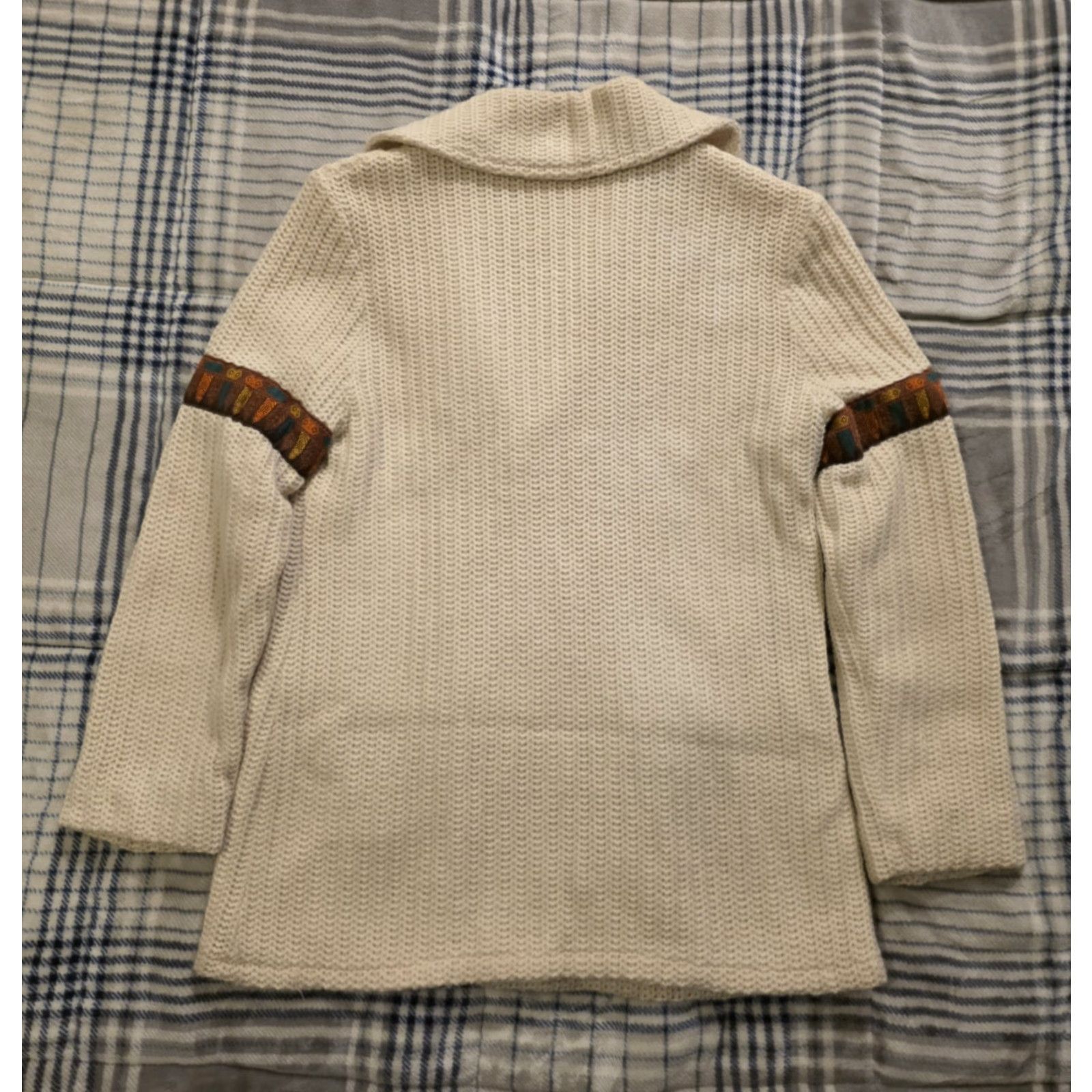 Vintage VINTAGE 1970s Robert Lewis Shawl Collar Cardigan Jacket Satin Lined Men's Size 44 Ivory Casual Mens Size US XXL / EU 58 / 5 - 2 Thumbnail