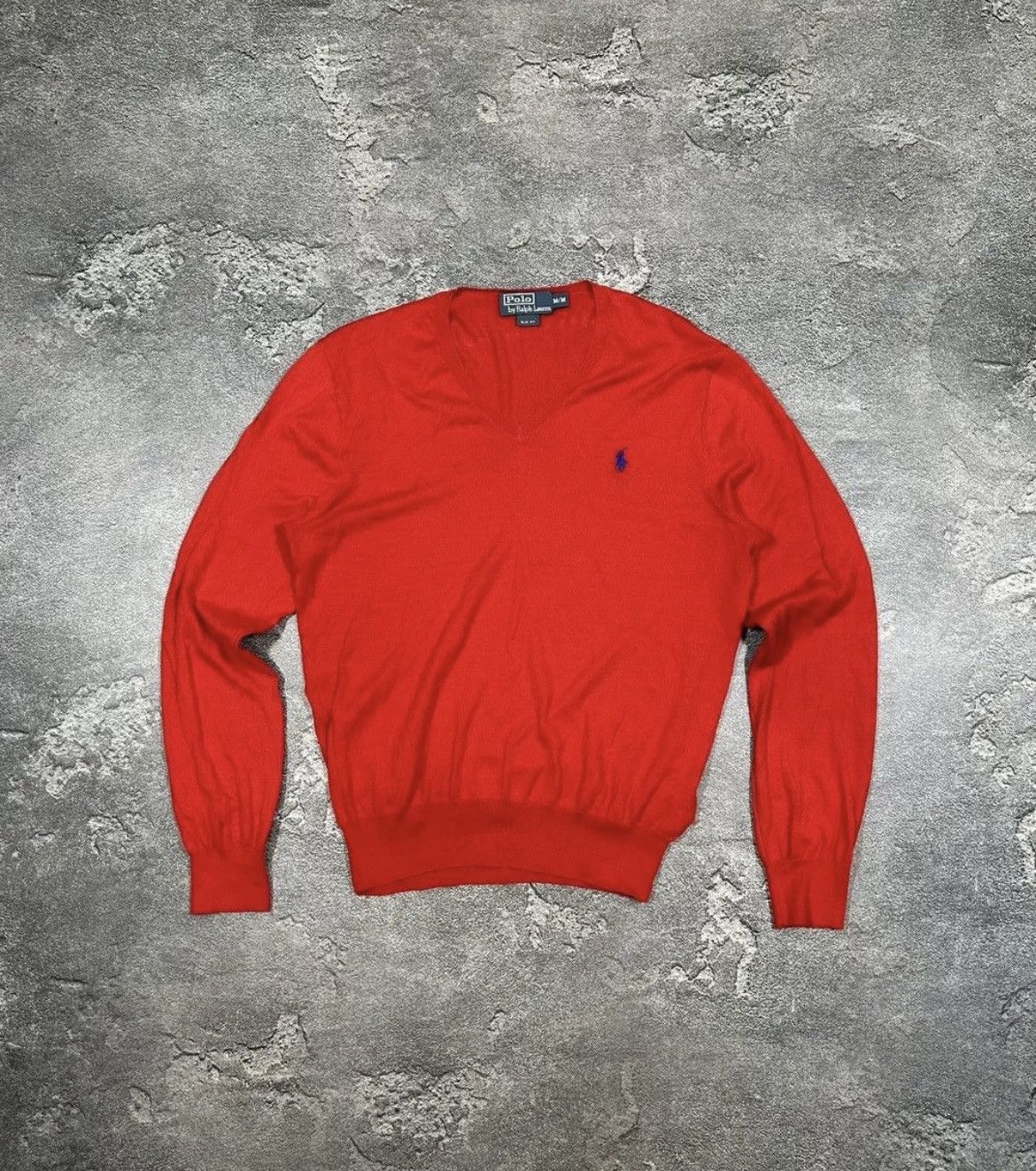 Polo Ralph Lauren × Vintage Polo Ralph Lauren Red V-Neck Sweater Slim Fit Size US M / EU 48-50 / 2 - 1 Thumbnail