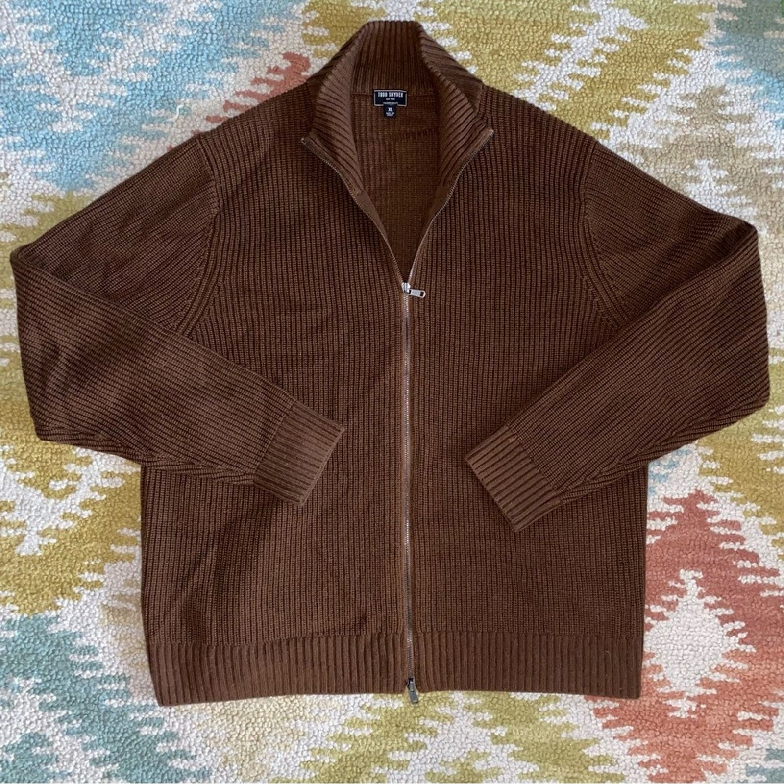 Todd Snyder TODD SNYDER $299 Cardigan Full Zip Brown Merino Sweater XL Size US XL / EU 56 / 4 - 2 Thumbnail